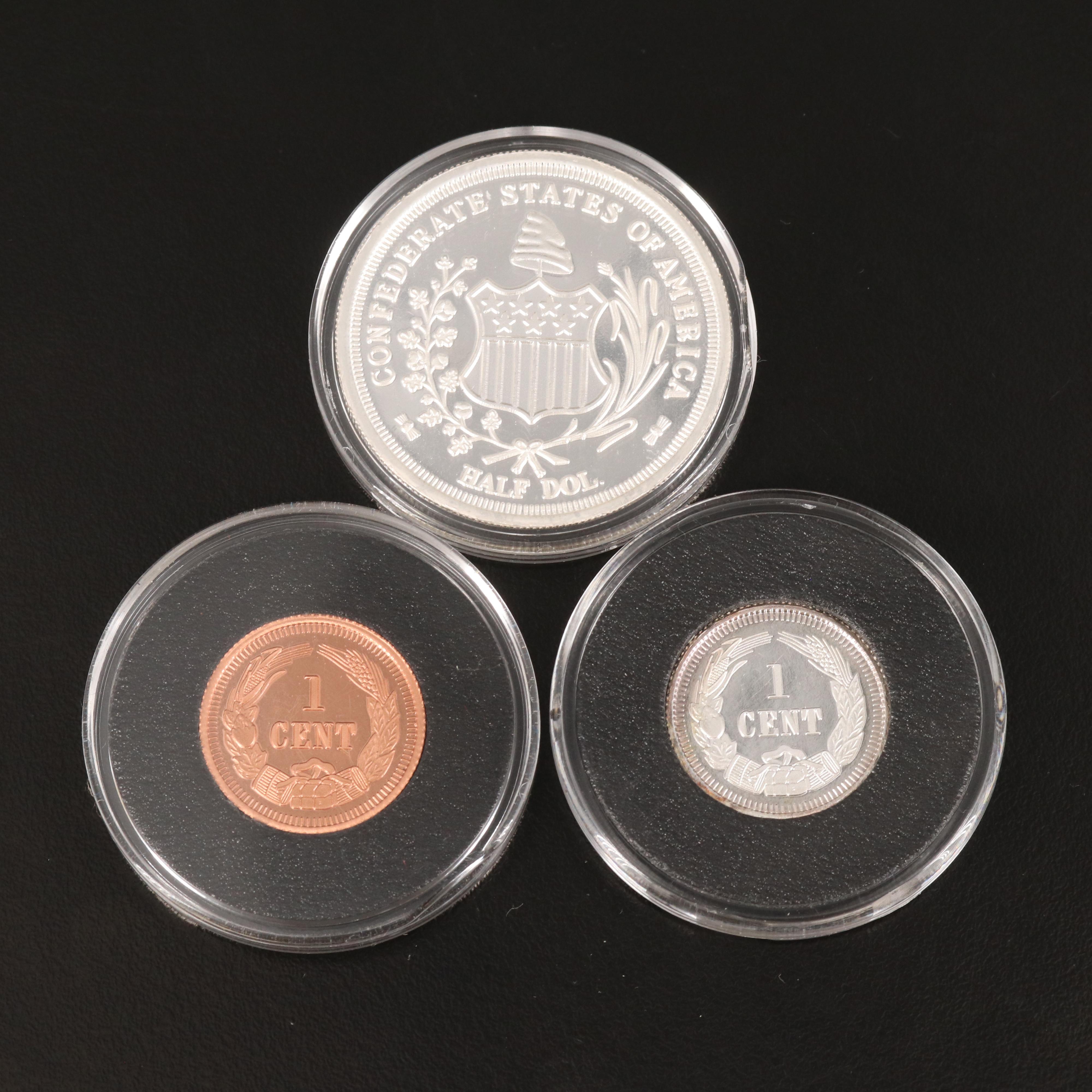 Collection of Three Fantasy Confederate Coins