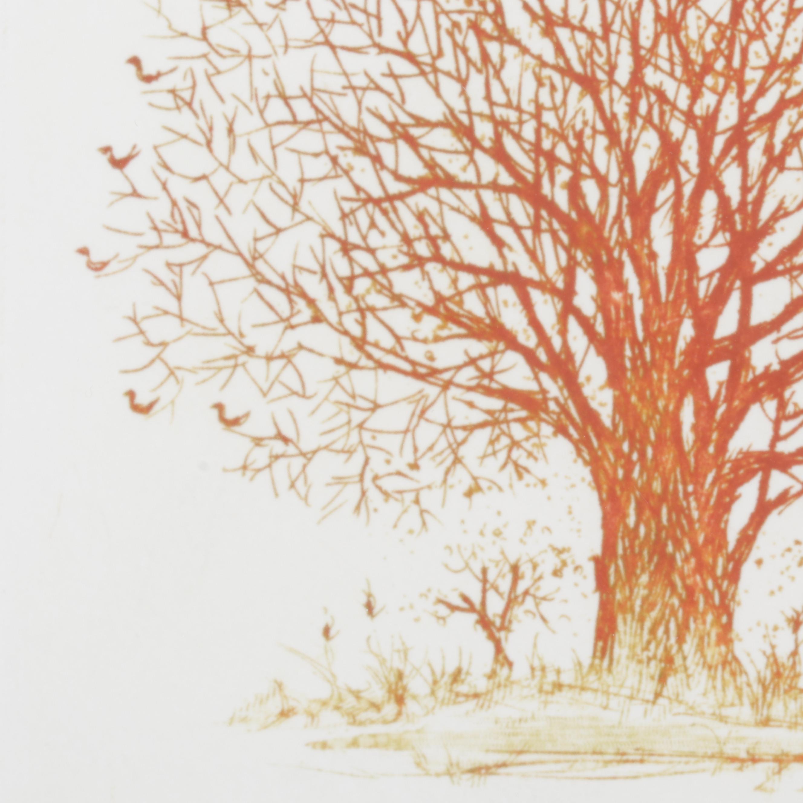 Ushiku Kenji Color Etching "Tree With Birds," Circa 1981