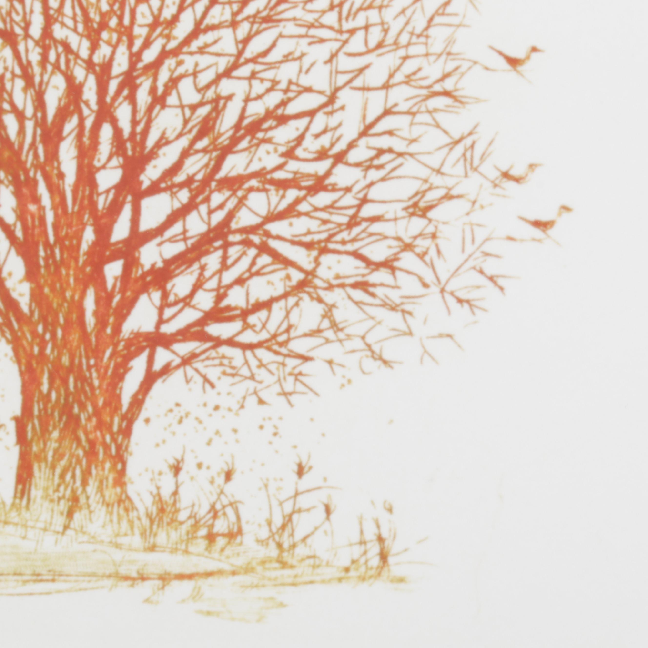 Ushiku Kenji Color Etching "Tree With Birds," Circa 1981