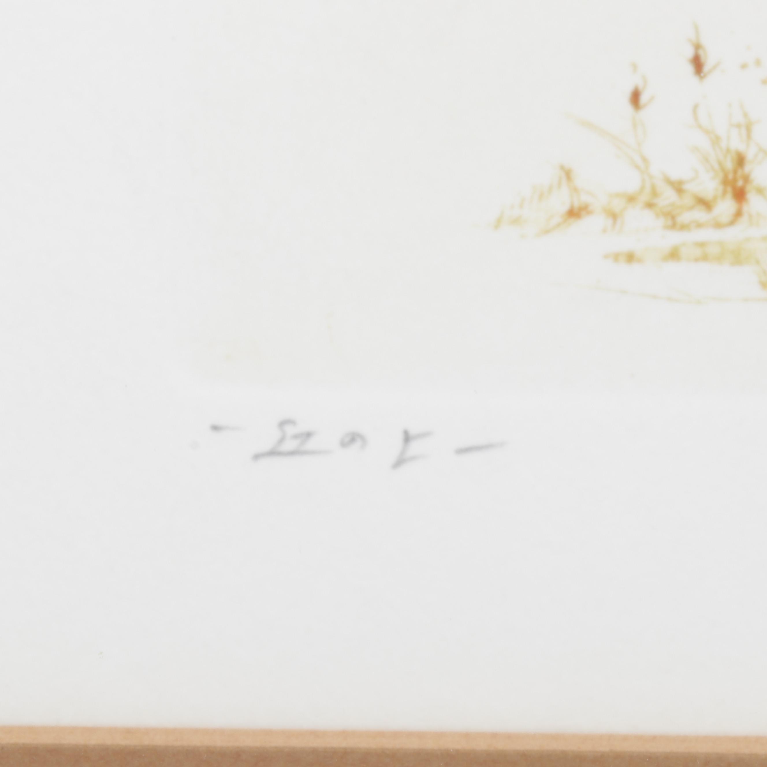 Ushiku Kenji Color Etching "Tree With Birds," Circa 1981