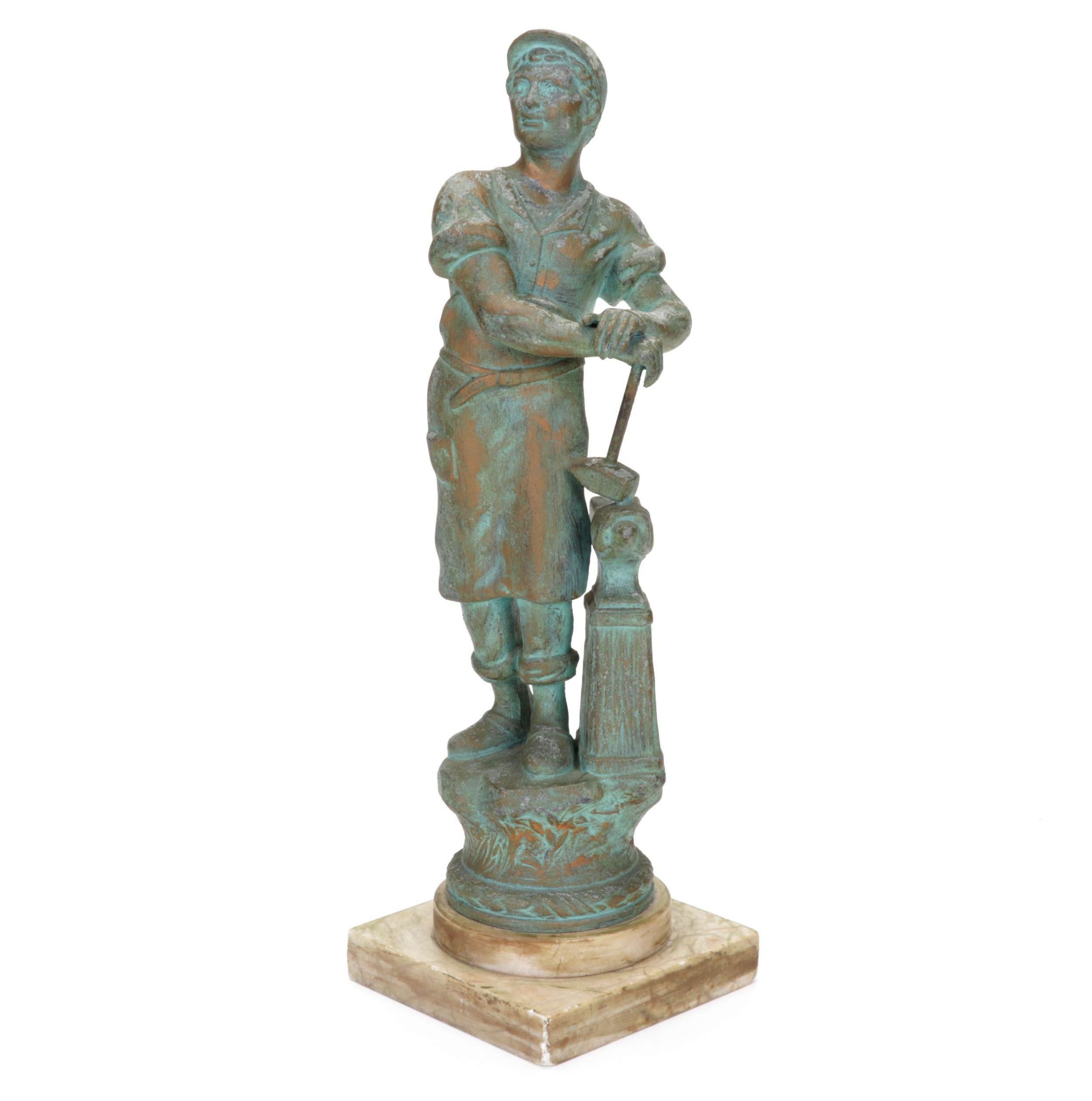 Composite Sculpture of Young Blacksmith, Circa 2000