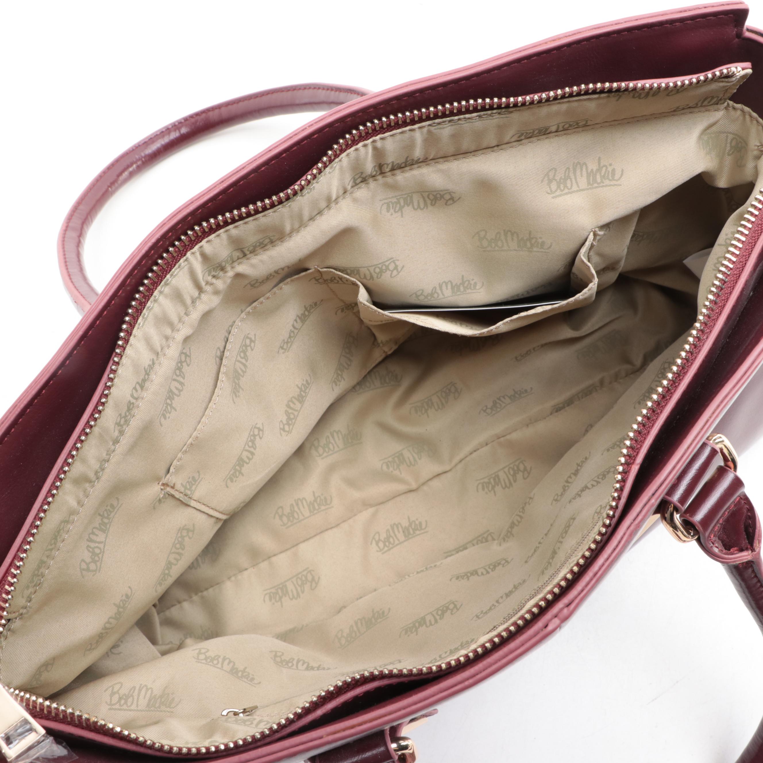 Bob Mackie ''Wearable Art'' Handbag in Oxblood Faux Leather w/Shoulder Strap