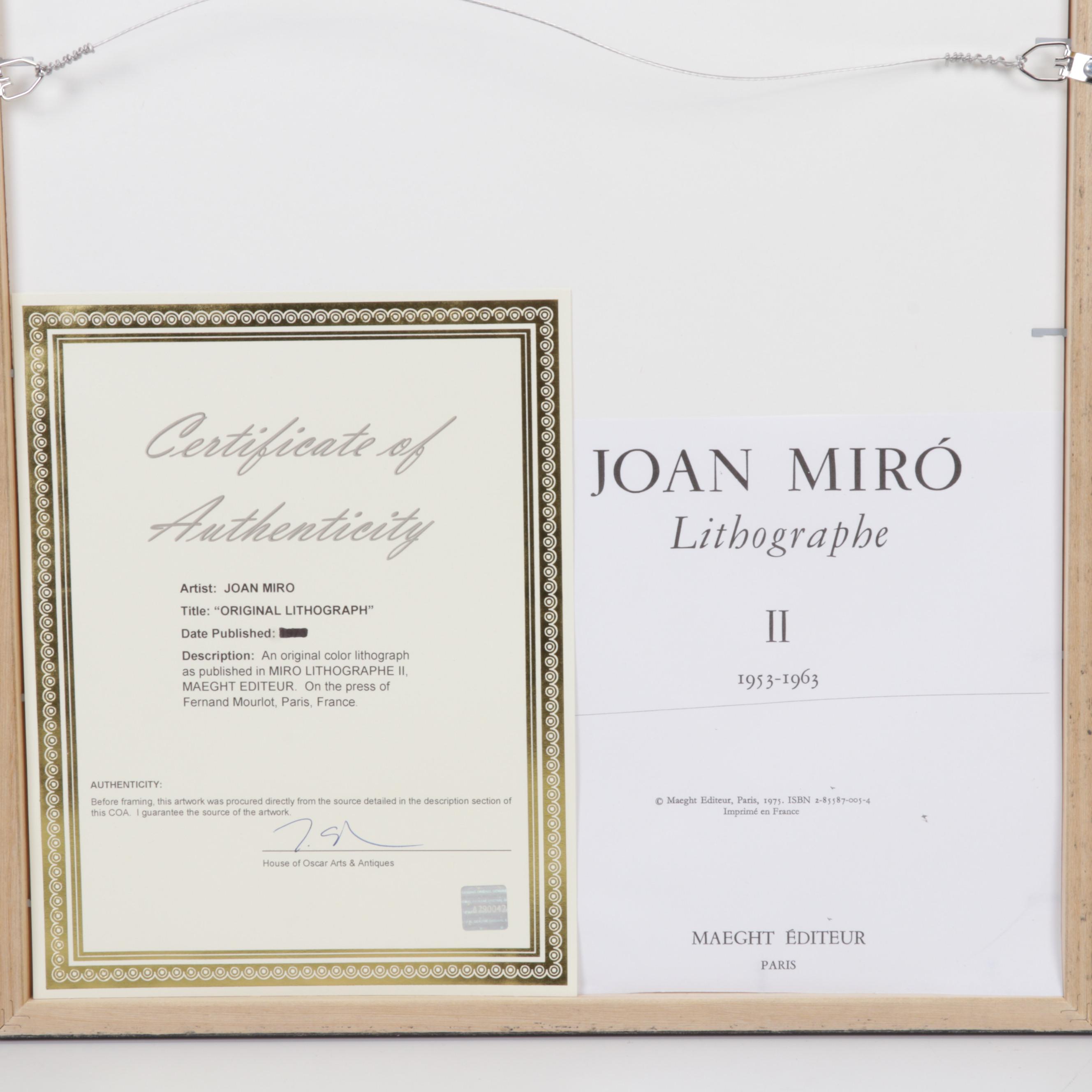 Joan Miró Color Lithograph From "Lithographs II," 1975