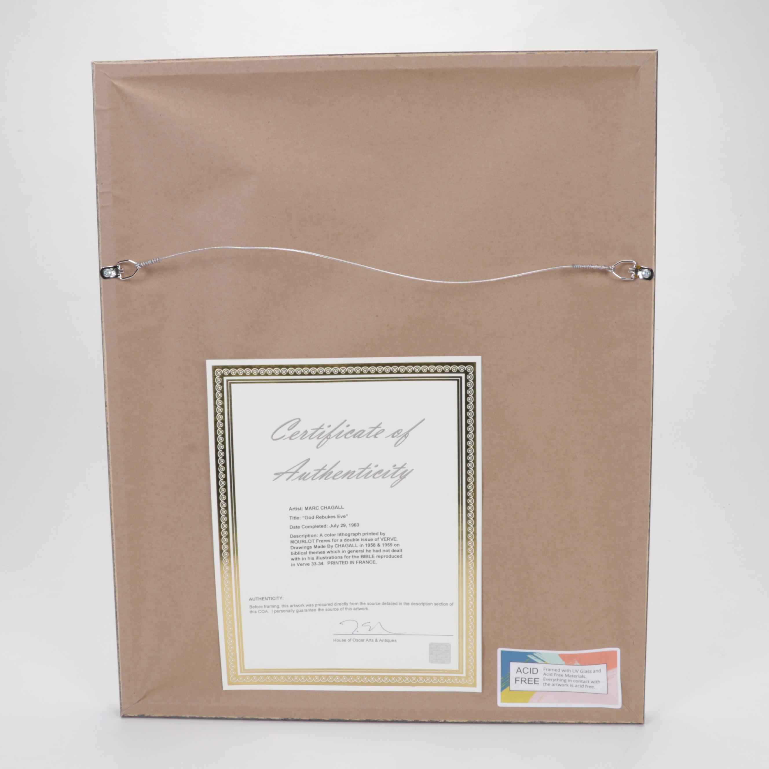 Marc Chagall Color Lithograph "Ève maudite par Dieu" From "Verve," 1960