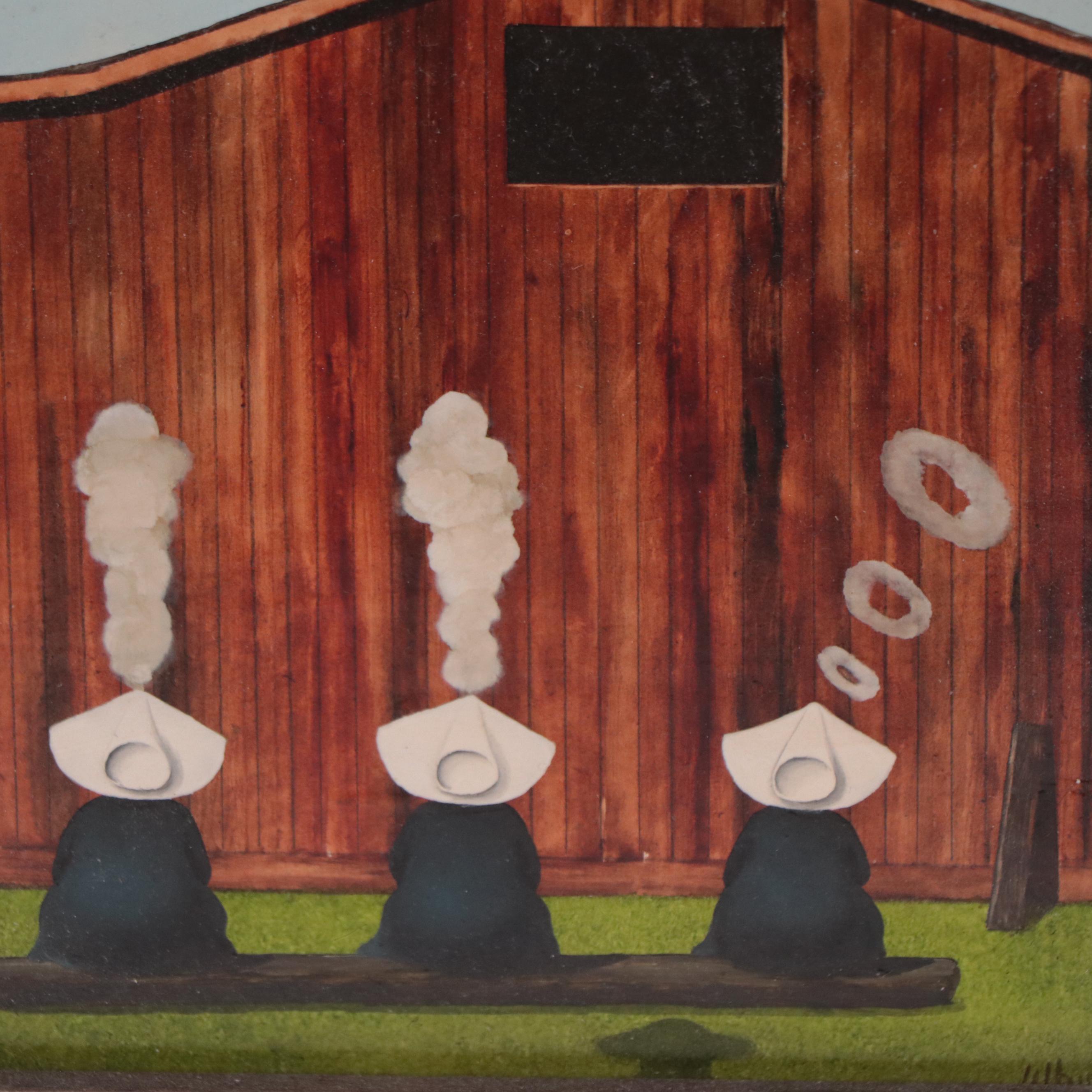 Frank Whipple Acrylic Painting of Nuns Smoking