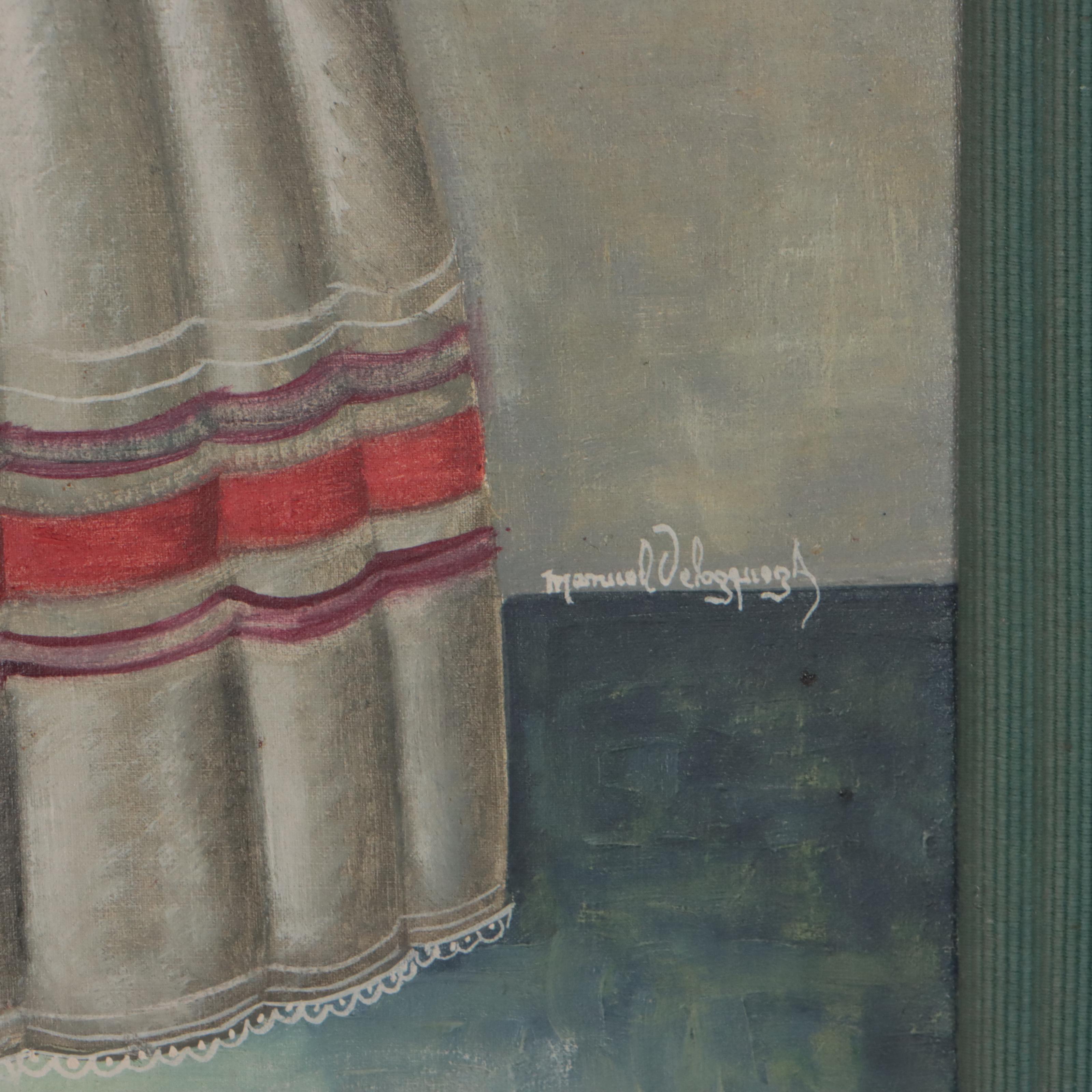 Manuel Velazquez Oil Painting of Children Holding Watermelons