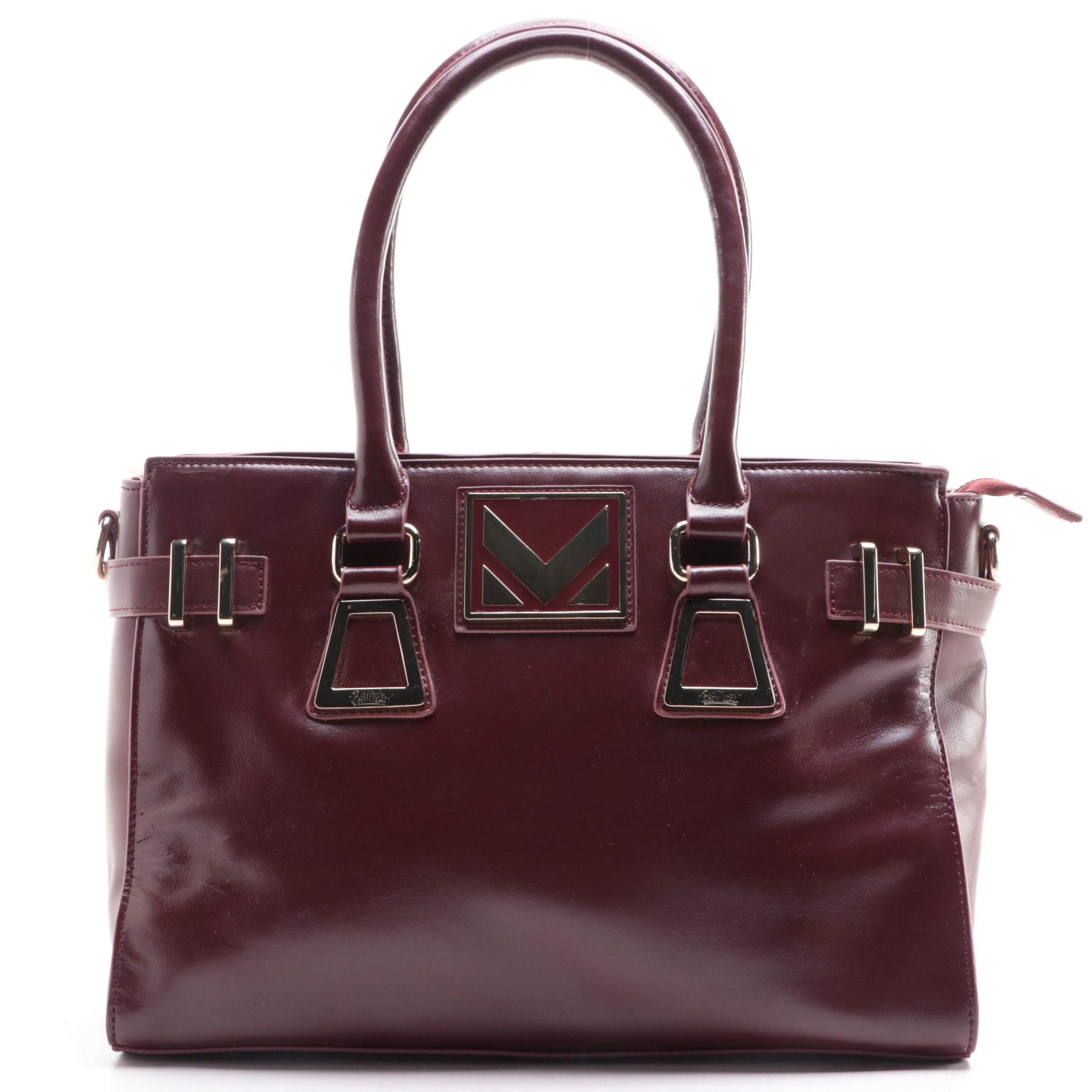 Bob Mackie ''Wearable Art'' Handbag in Oxblood Faux Leather w/Shoulder Strap