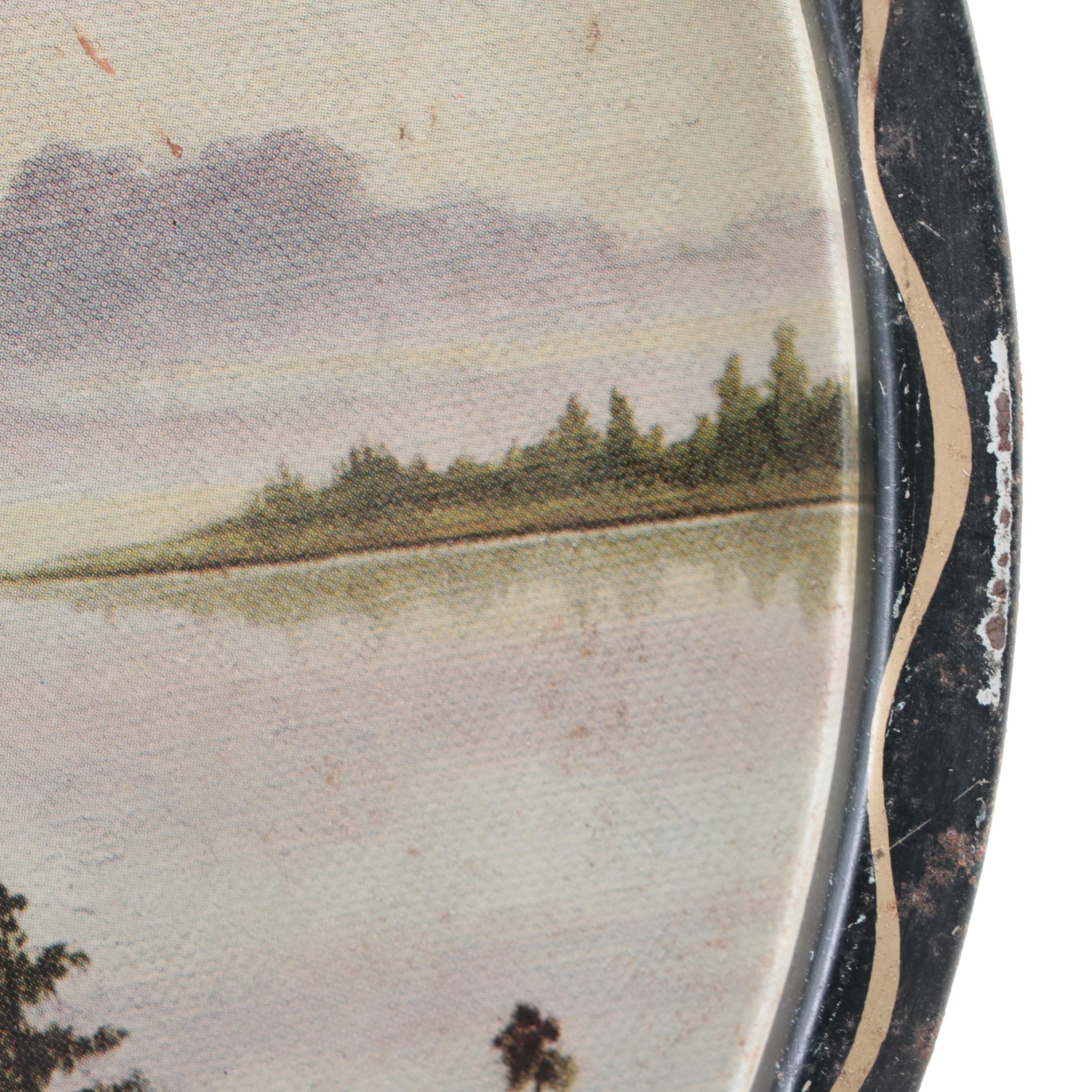 Tin Lithograph Native American Chief Portrait Serving Trays