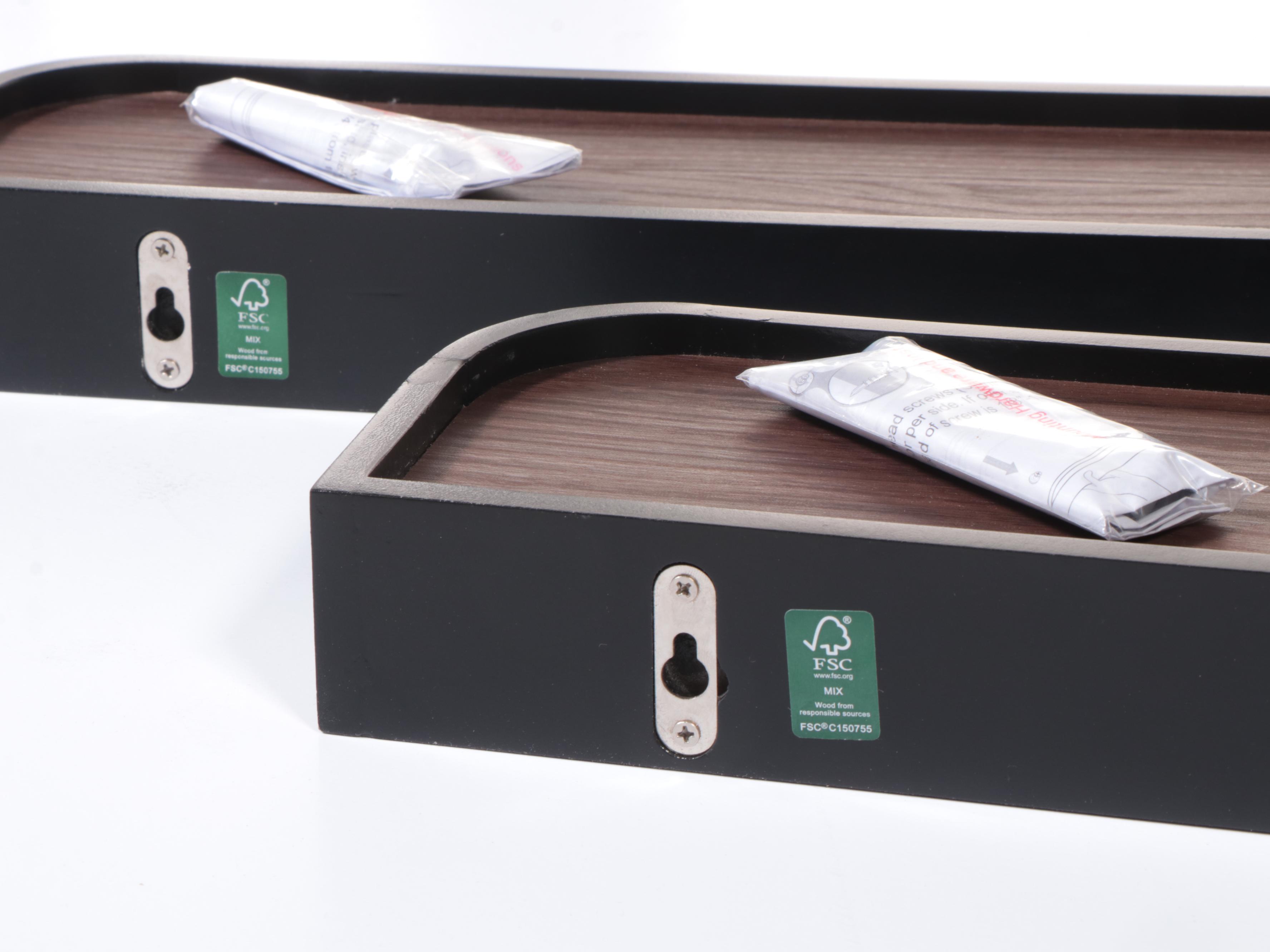 Four Threshold Routed Wood Wall Shelves