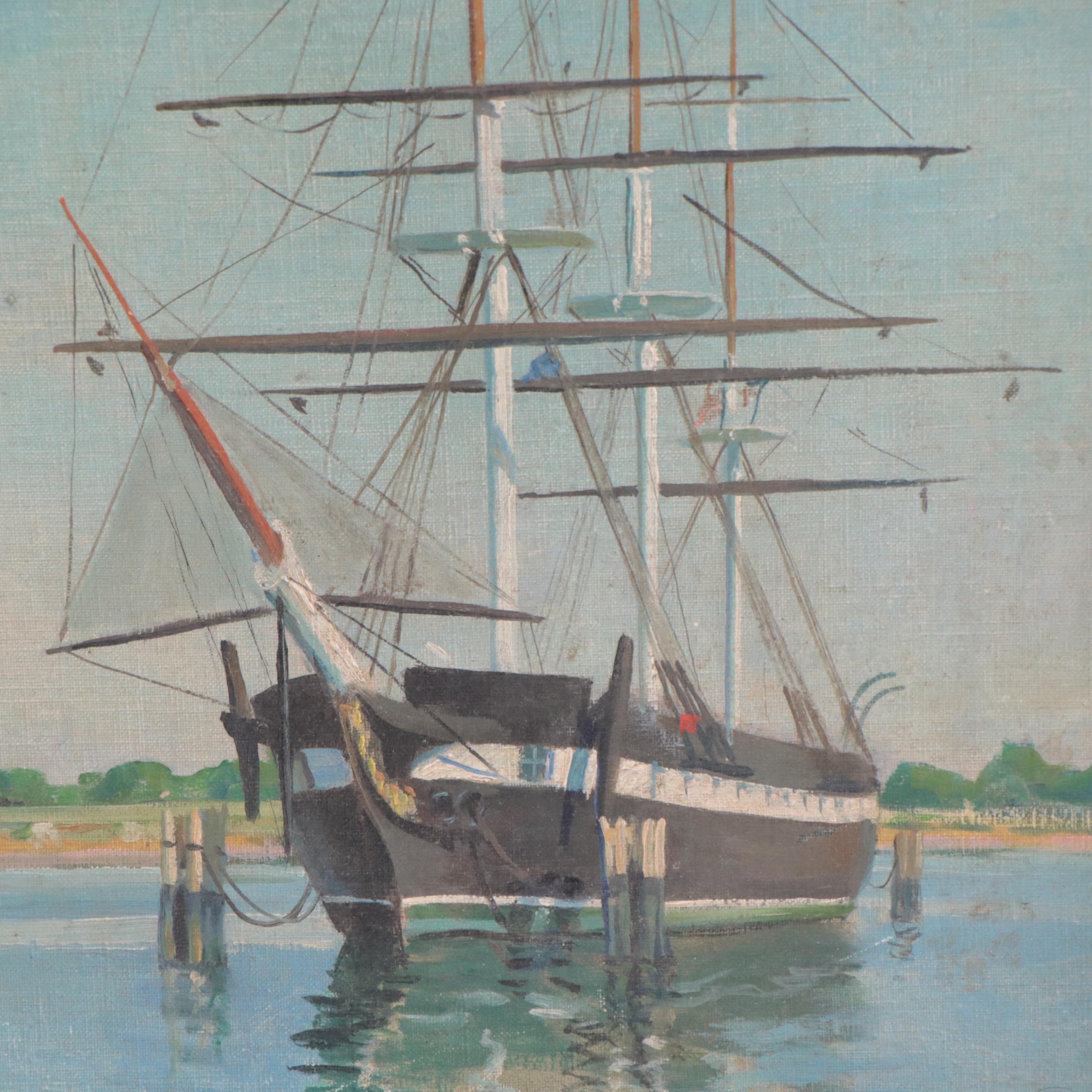 Charles Bittinger Oil Painting "U.S.S. Constellation," 1930