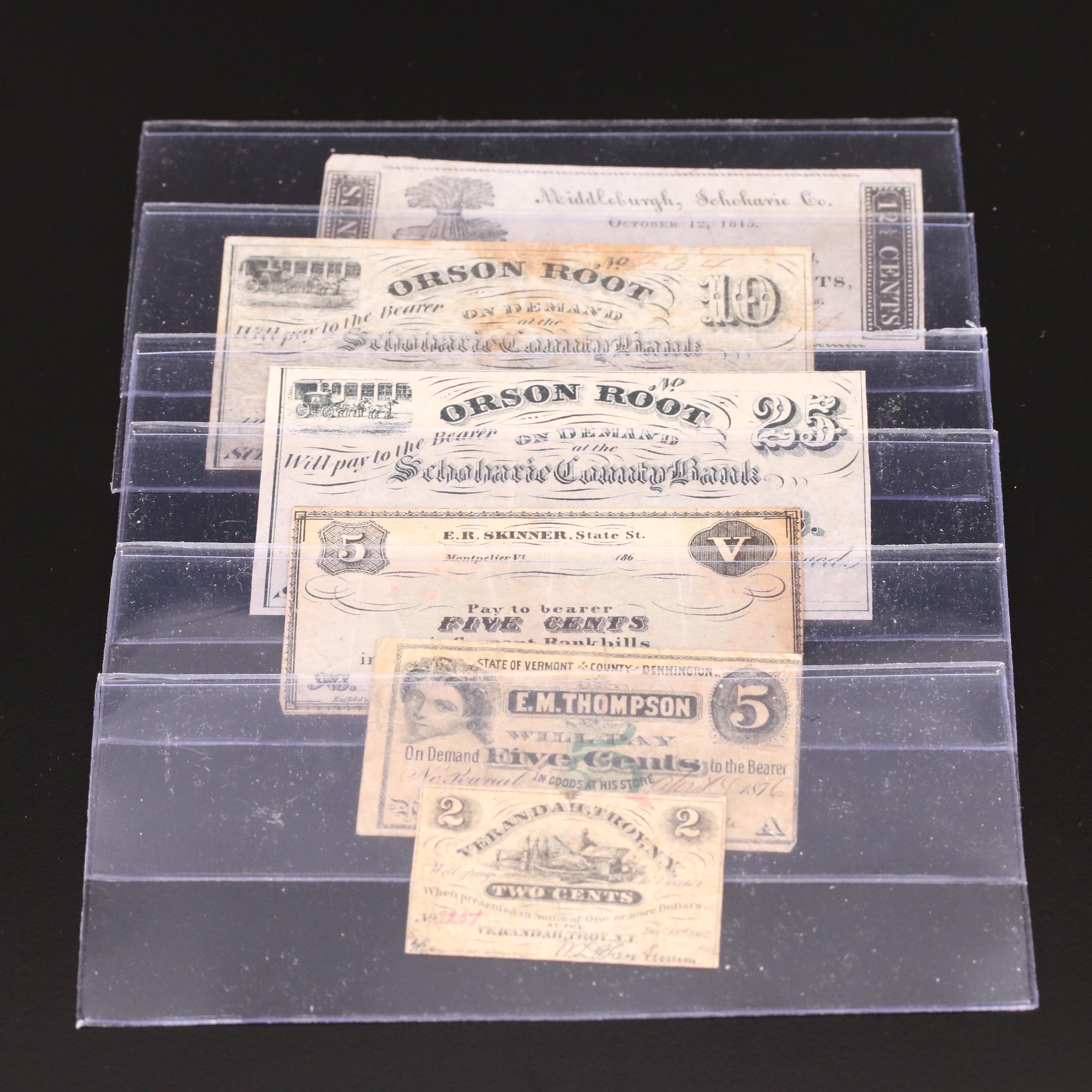 Five Privately Issued Notes Issued in the 1800's