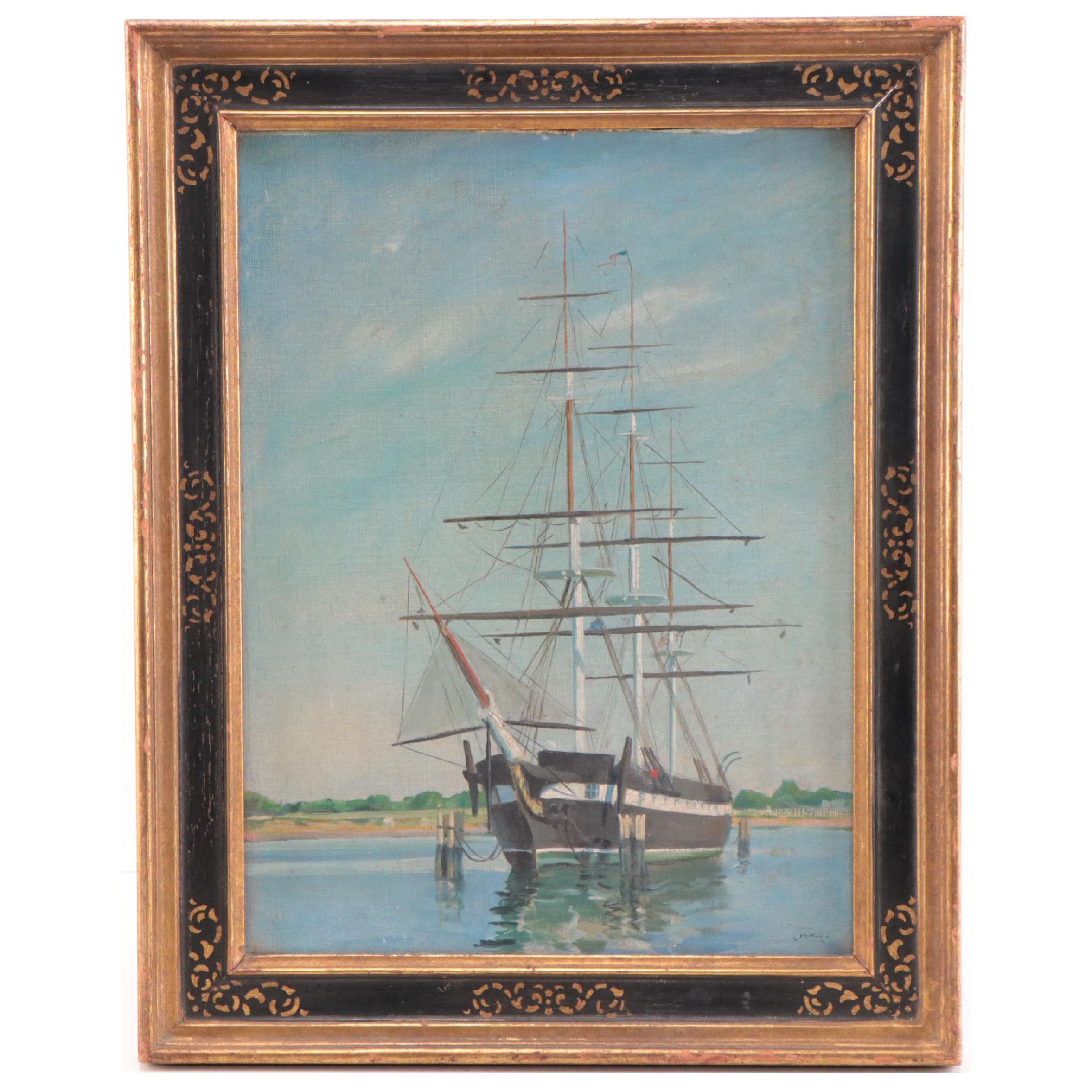 Charles Bittinger Oil Painting "U.S.S. Constellation," 1930