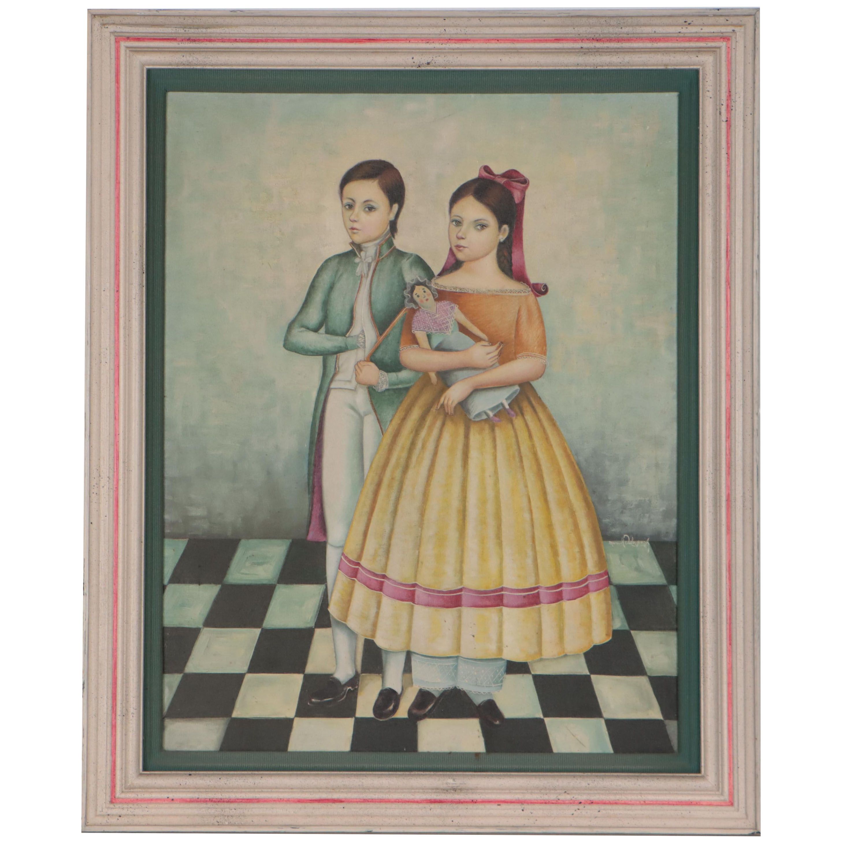 Manuel Velazquez Oil Painting of Children