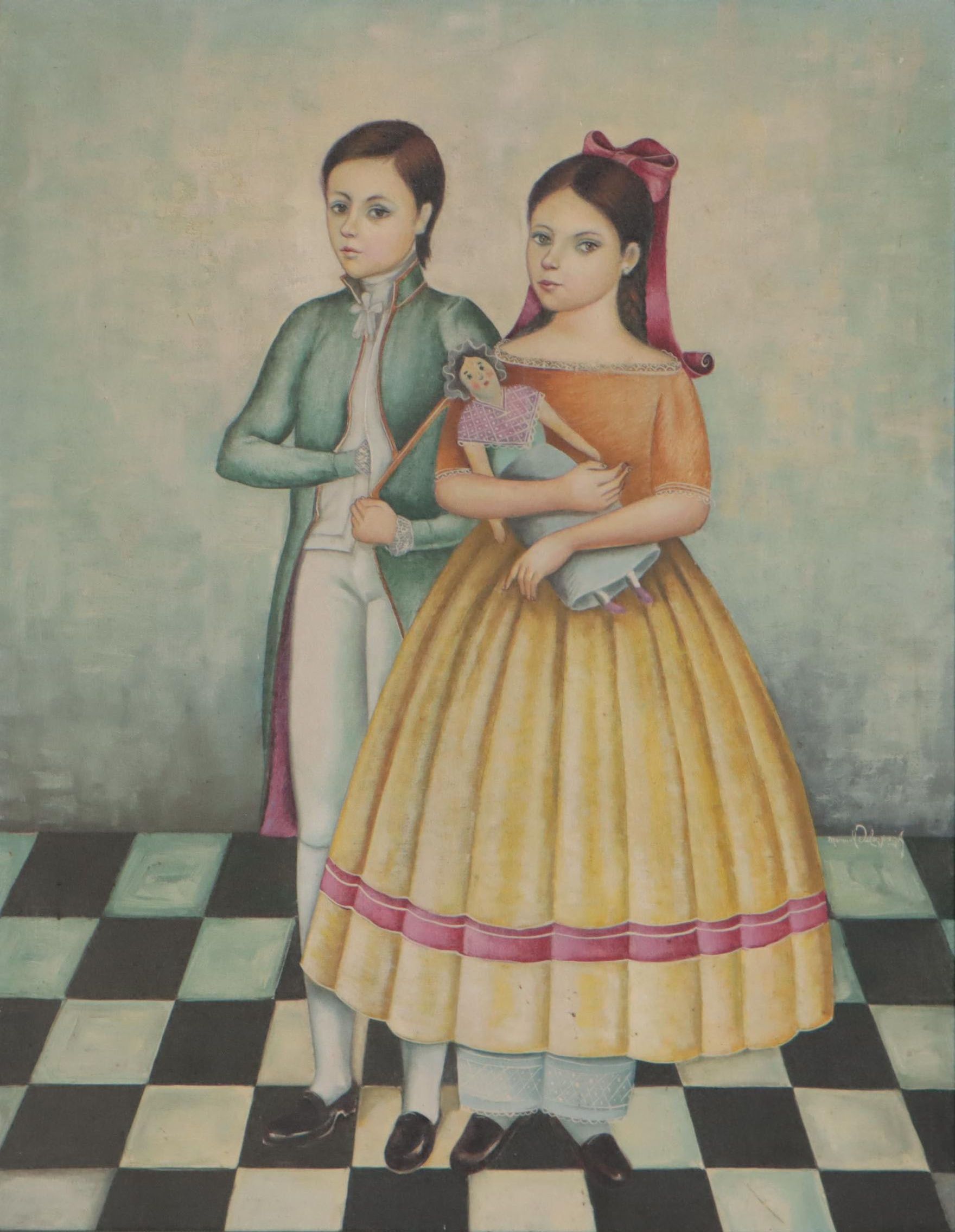 Manuel Velazquez Oil Painting of Children