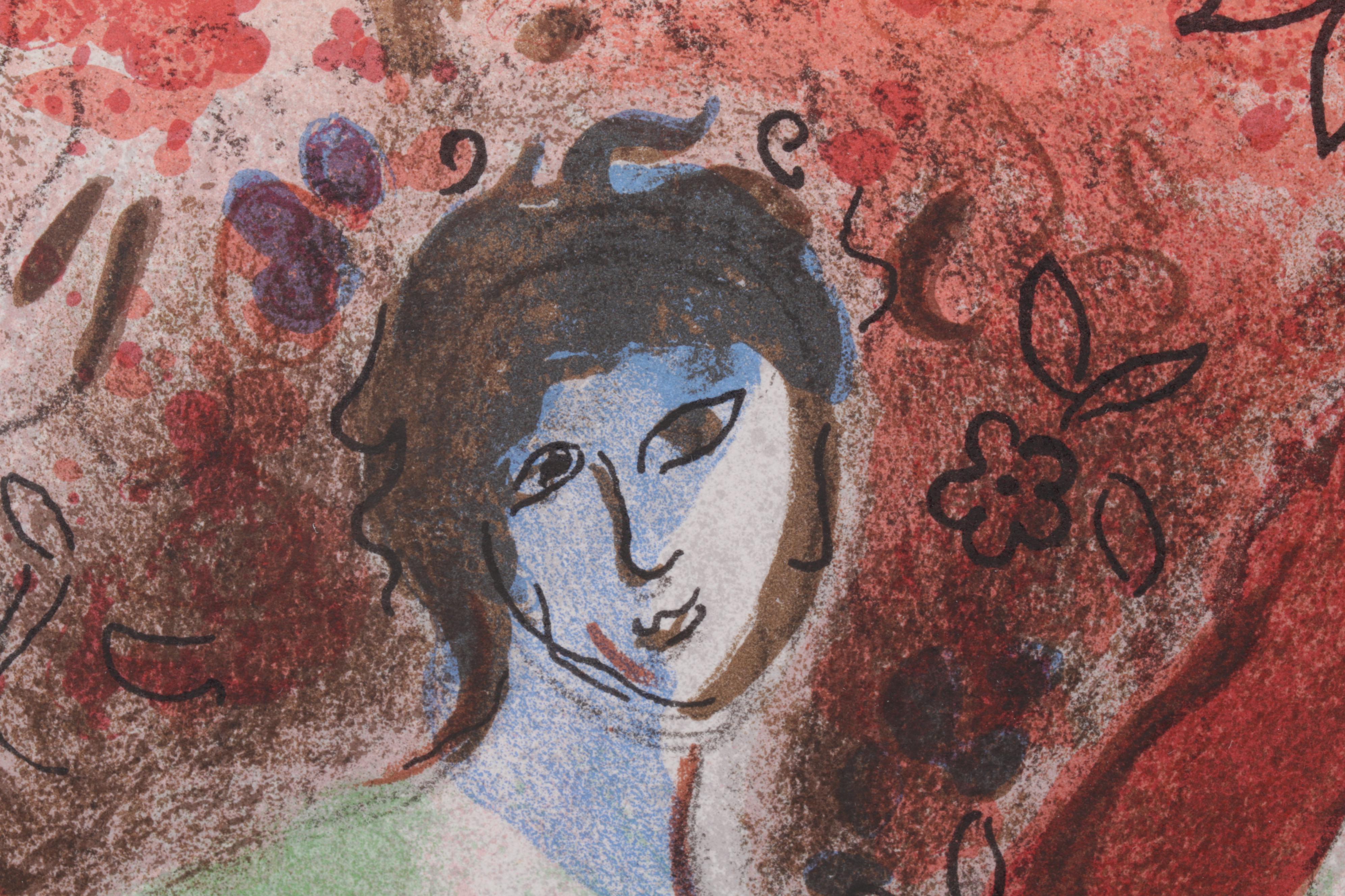 Marc Chagall Color Lithograph "Adam and Eve and the Forbidden Fruit," 1960