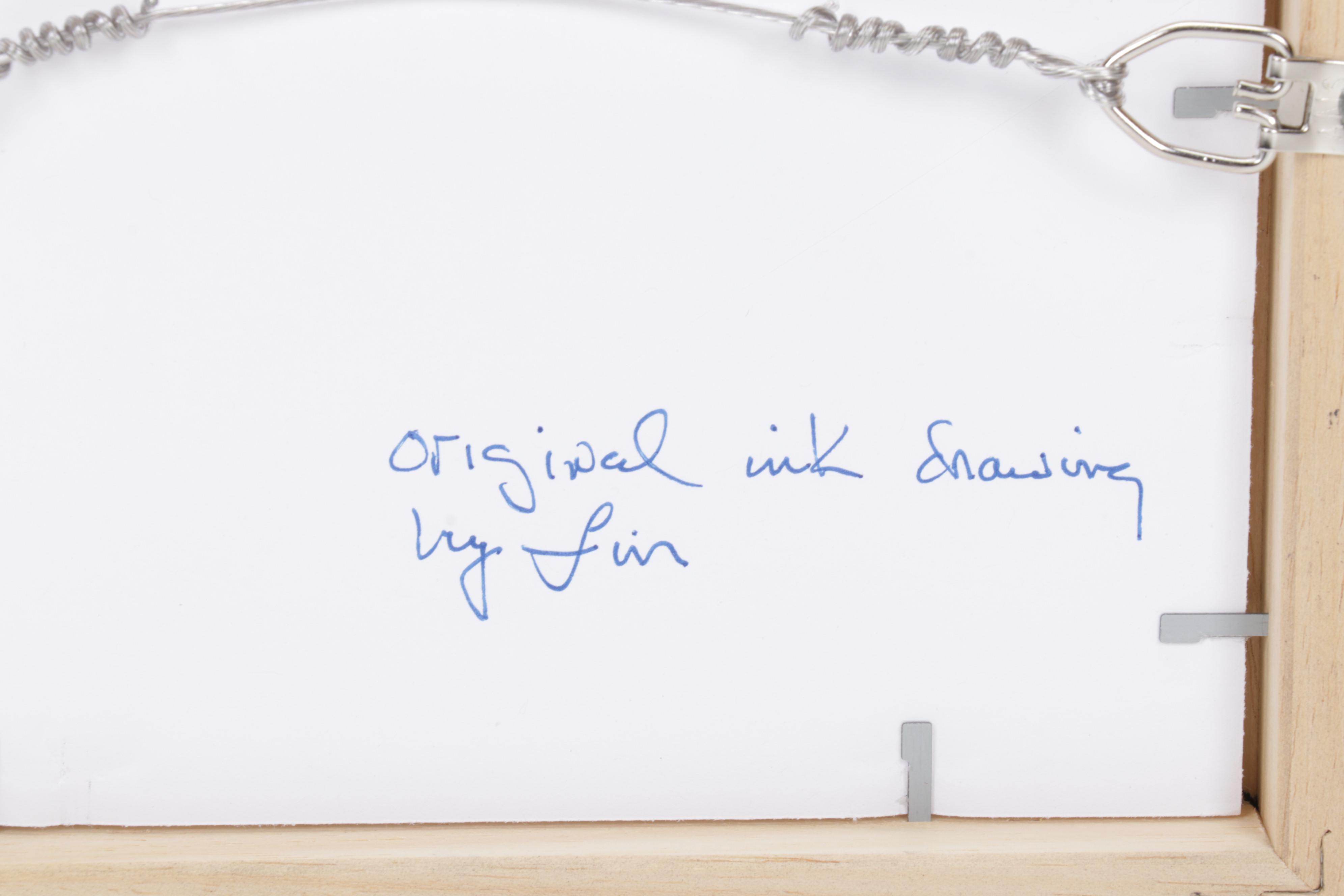 Folk Art Ink Wash Painting of Cats, 21st Century