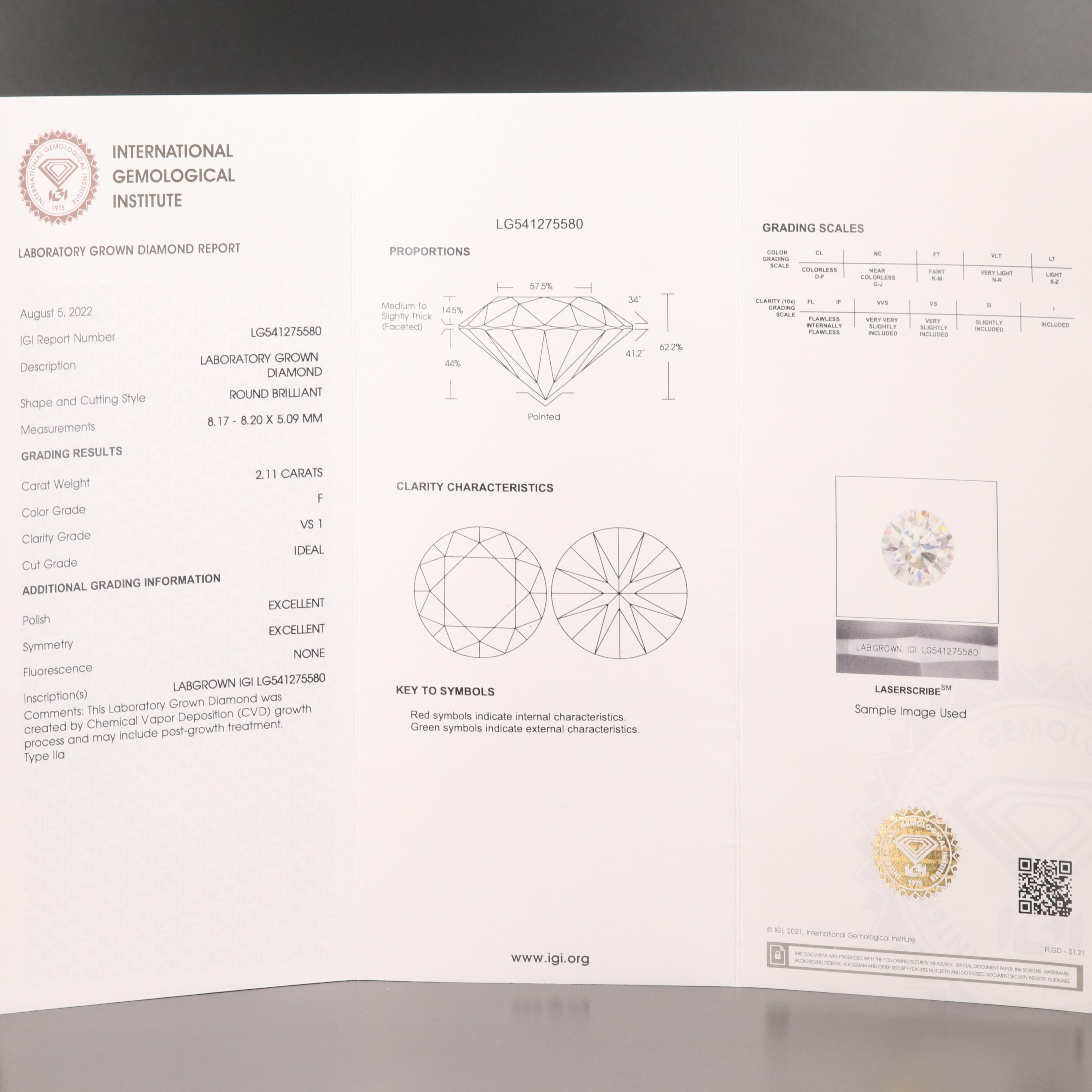 Platinum 4.31 CTW Lab Grown Diamond Stud Earrings with IGI Reports