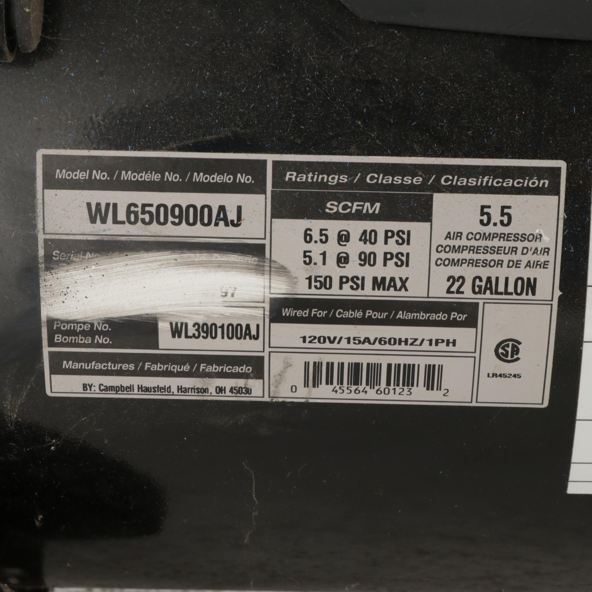 Campbell Hausfeld "Iron Force" 22-Gallon Air Compressor