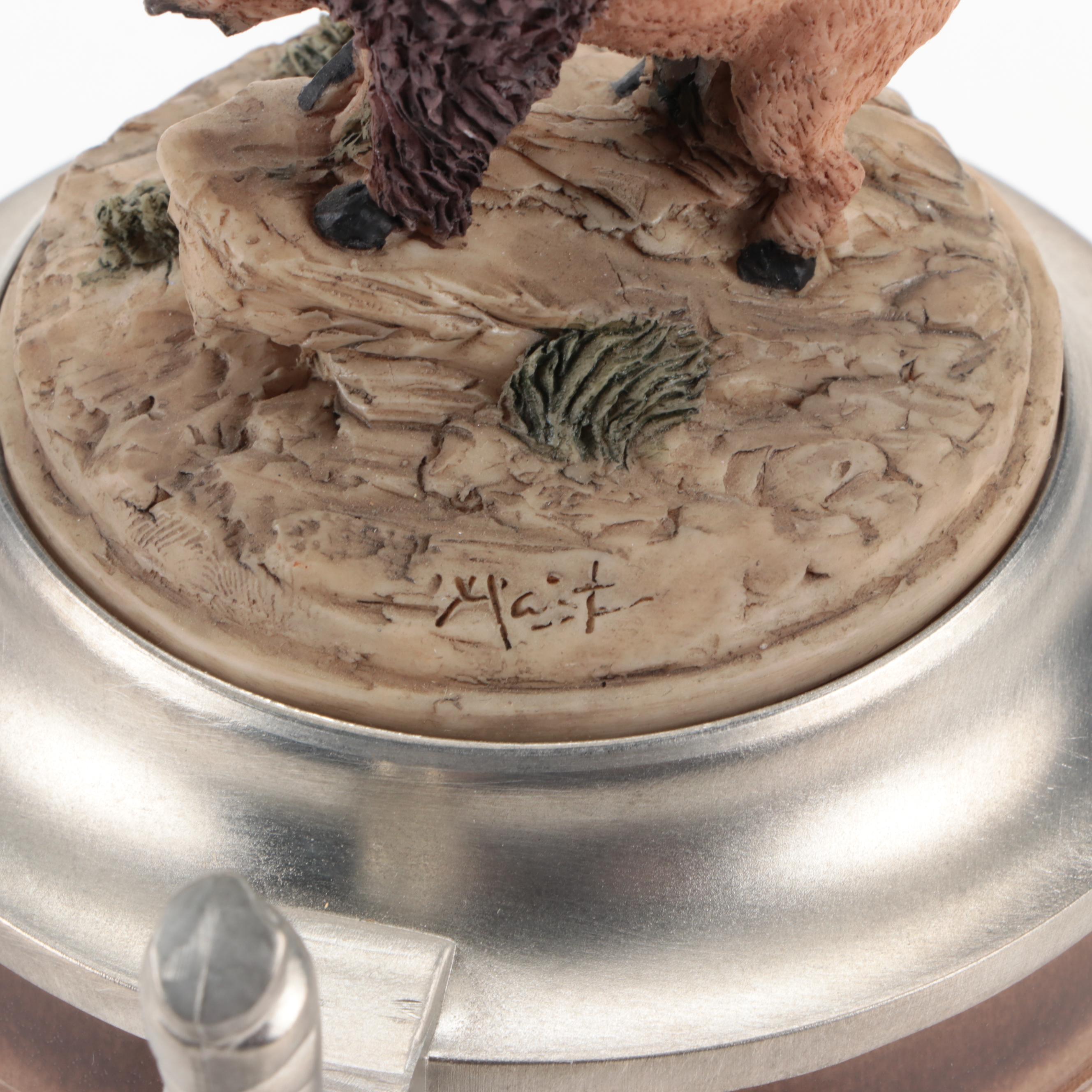 Gerz Limited Edition "Buffalo" Glazed Stoneware and Pewter Beer Stein