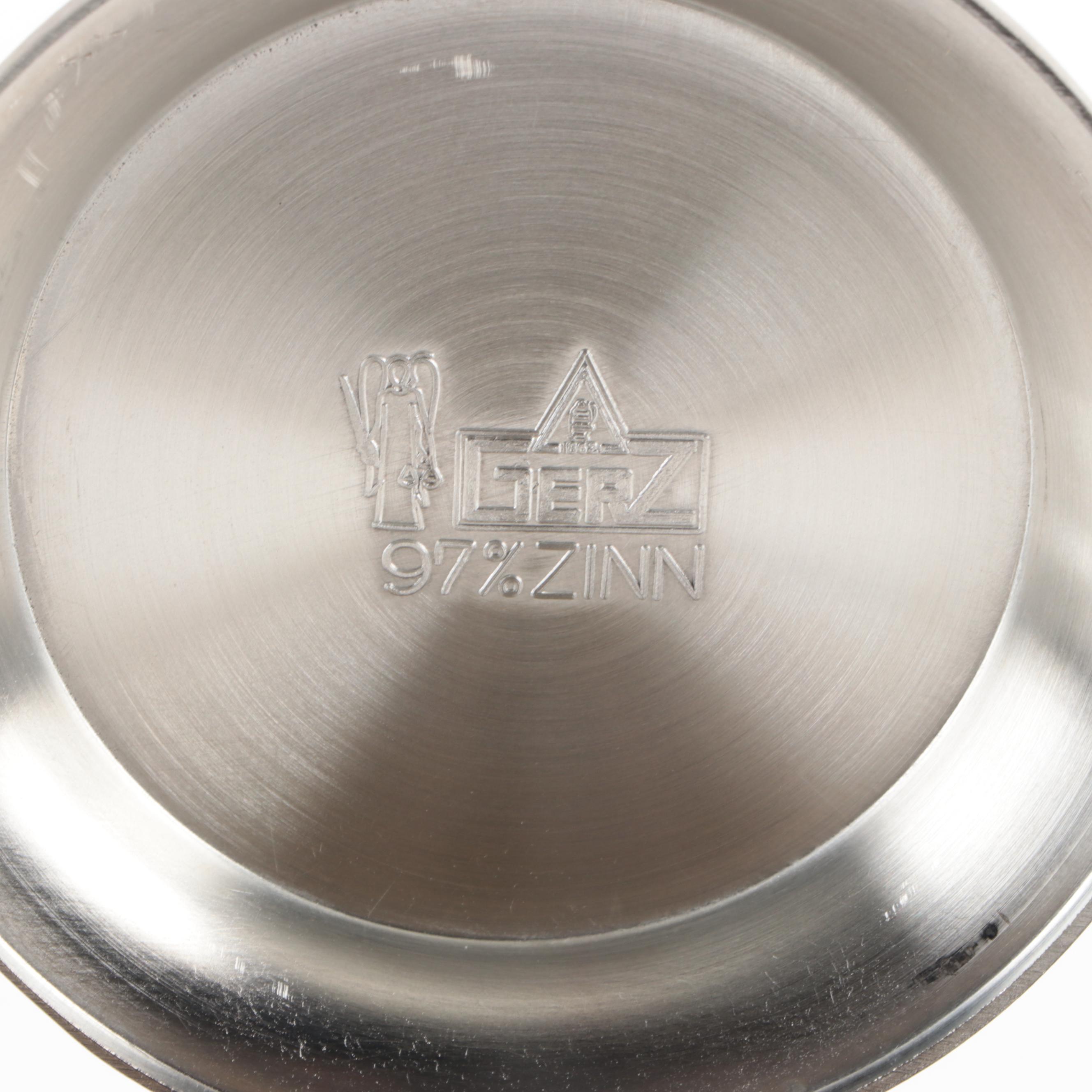 Gerz Limited Edition "Buffalo" Glazed Stoneware and Pewter Beer Stein