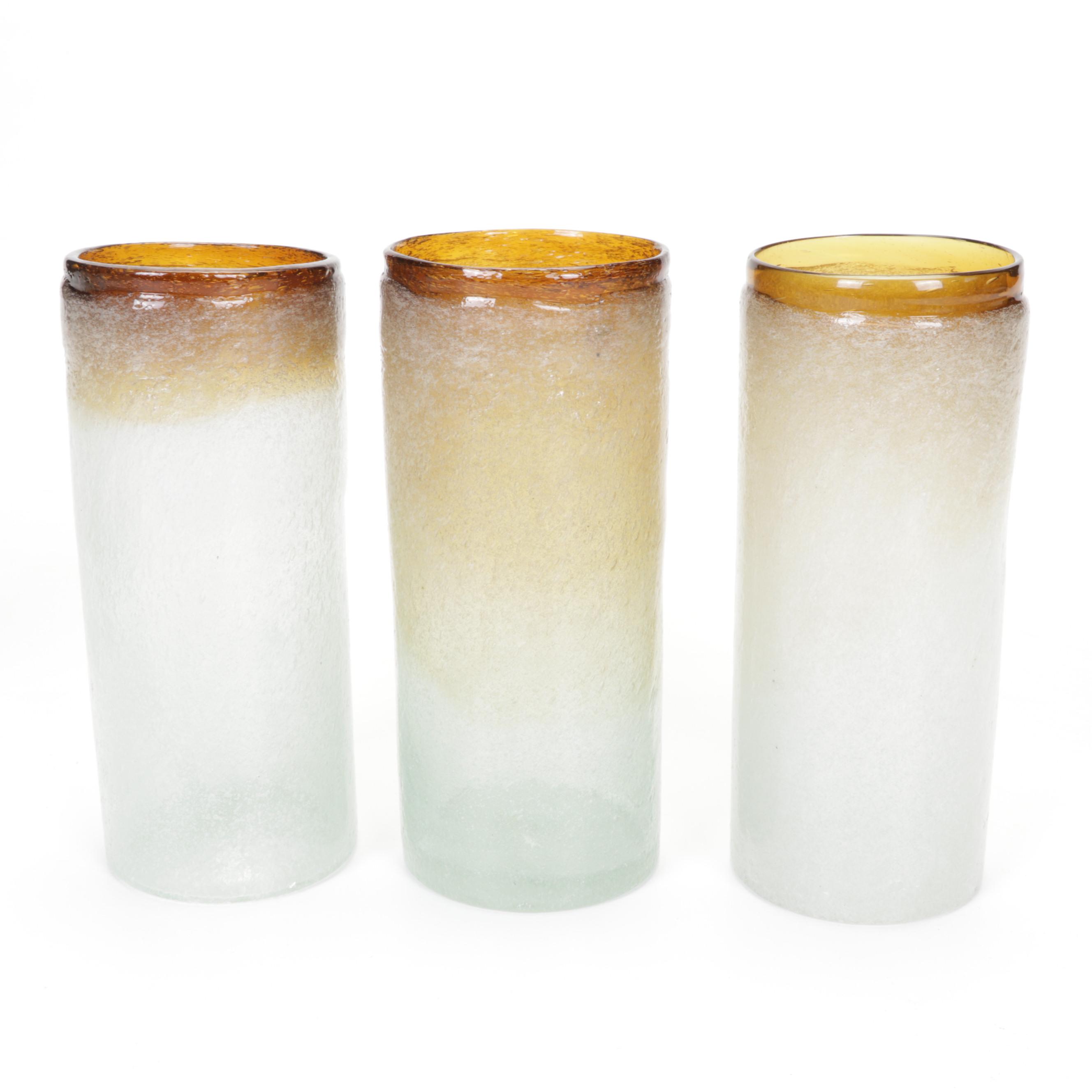 Ombre Blown Bubble Glass Tumblers, Late 20th Century