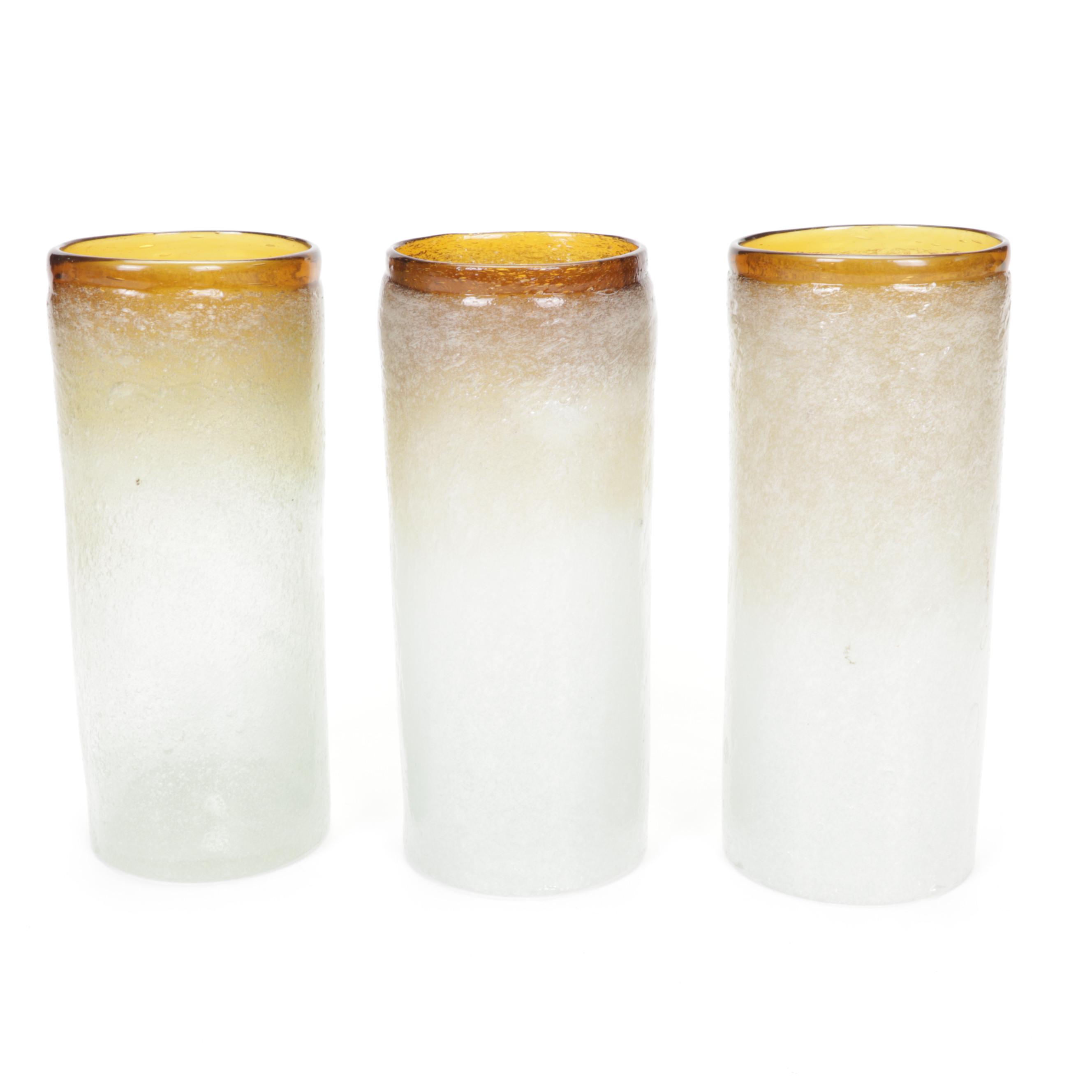 Ombre Blown Bubble Glass Tumblers, Late 20th Century