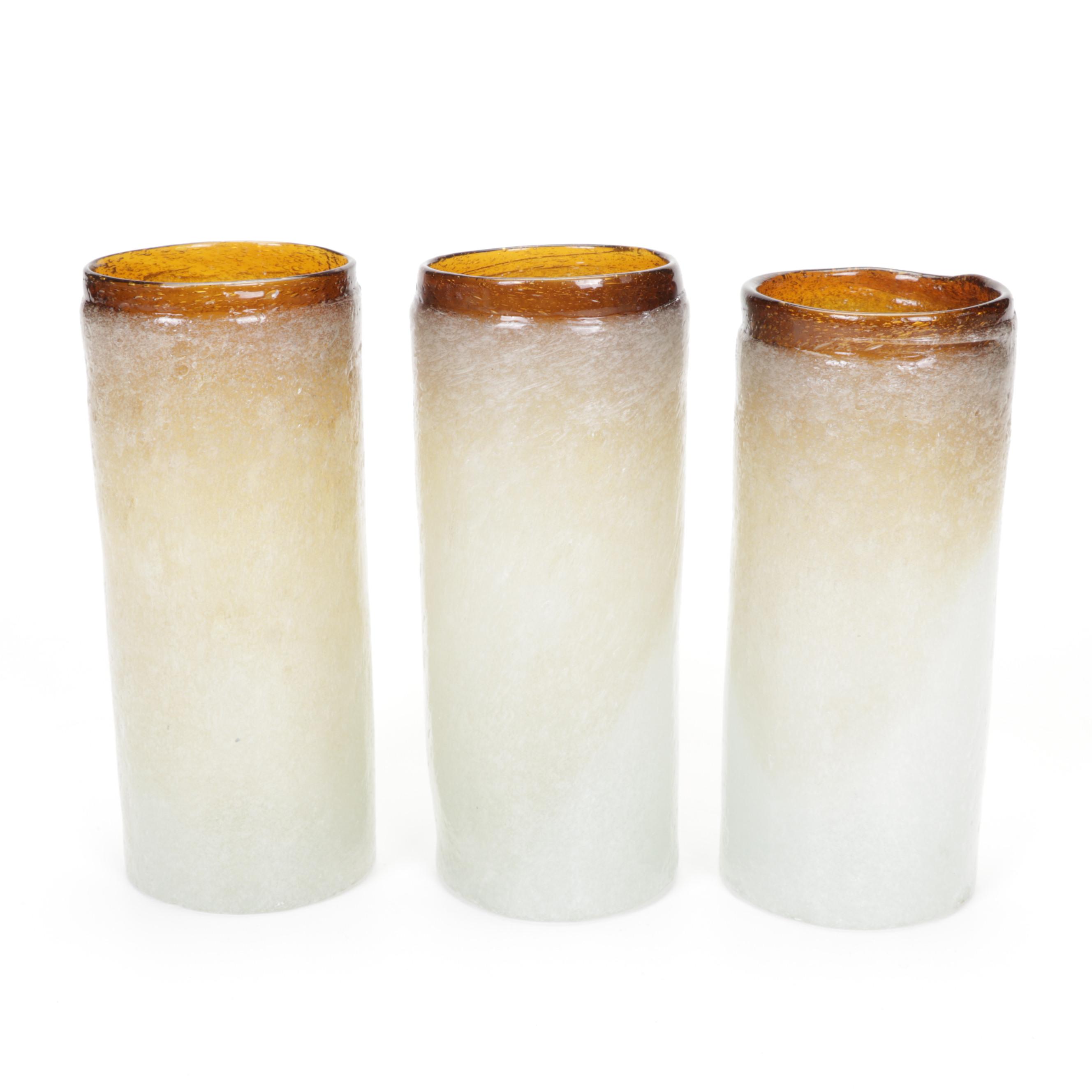 Ombre Blown Bubble Glass Tumblers, Late 20th Century