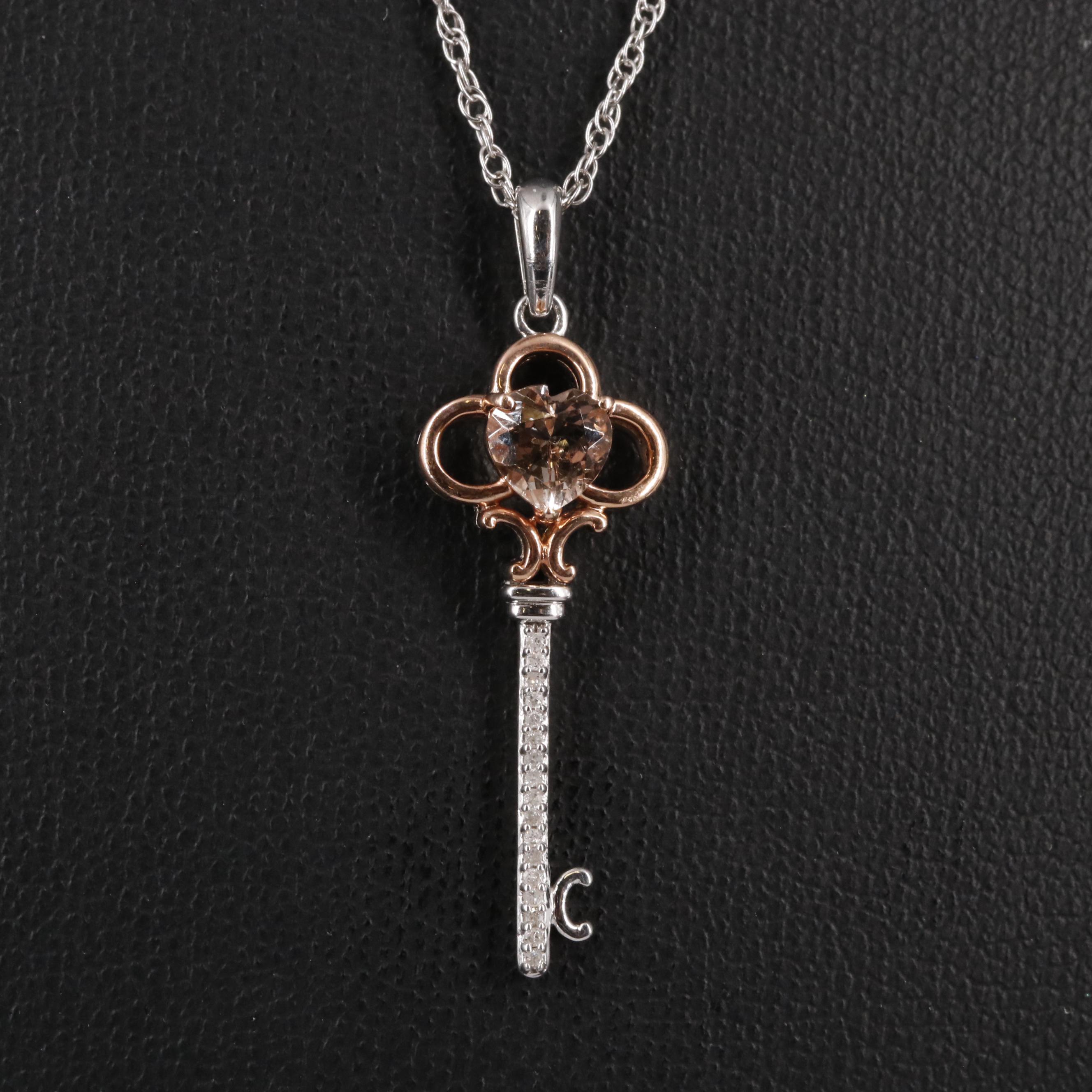 Sterling Key Pendant with 10K Gold Accent Necklace