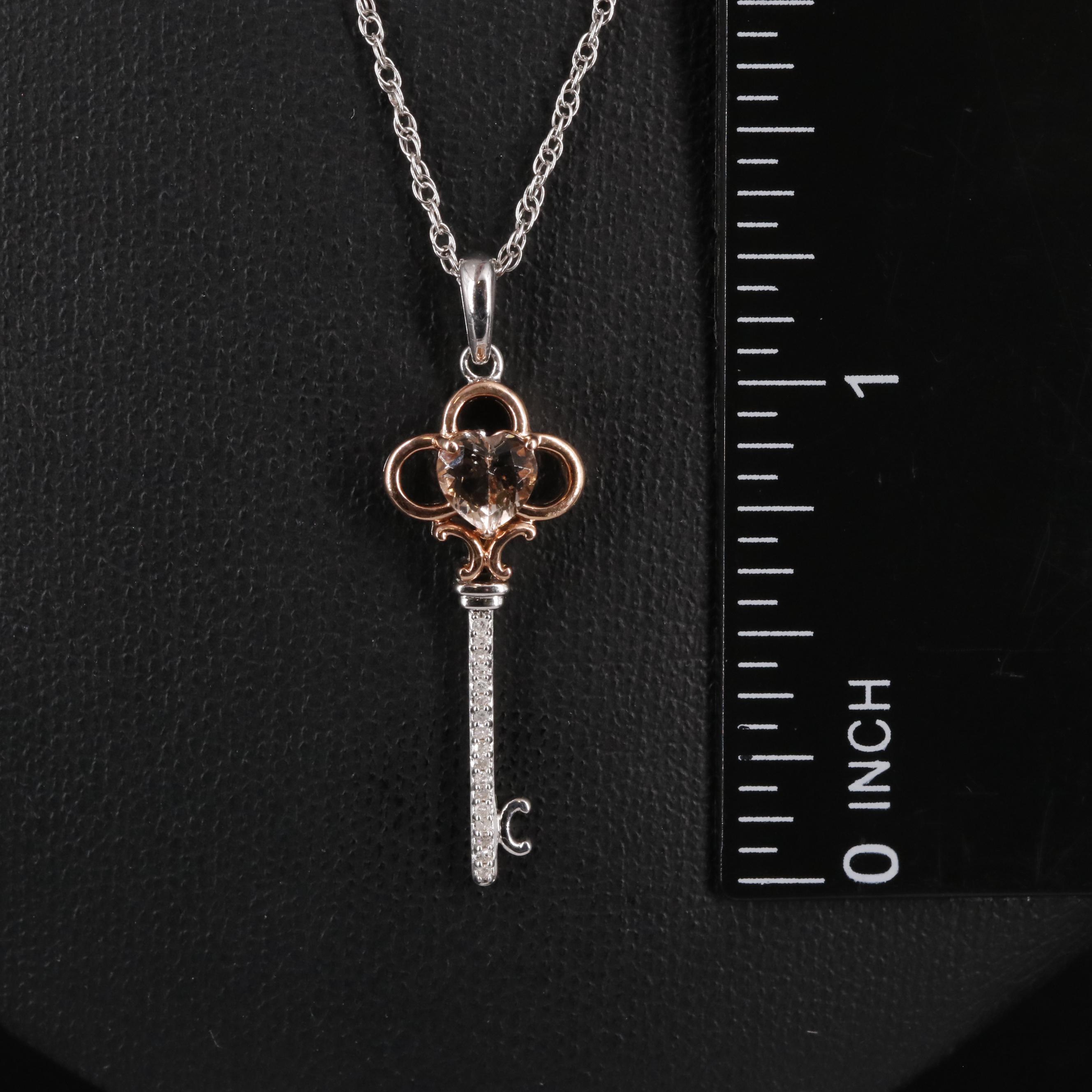 Sterling Key Pendant with 10K Gold Accent Necklace