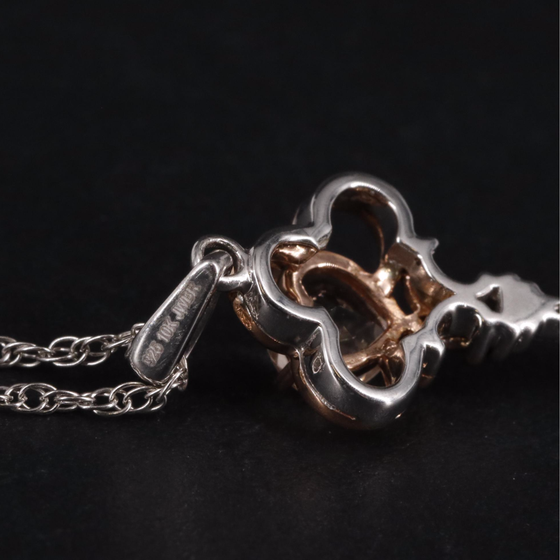 Sterling Key Pendant with 10K Gold Accent Necklace