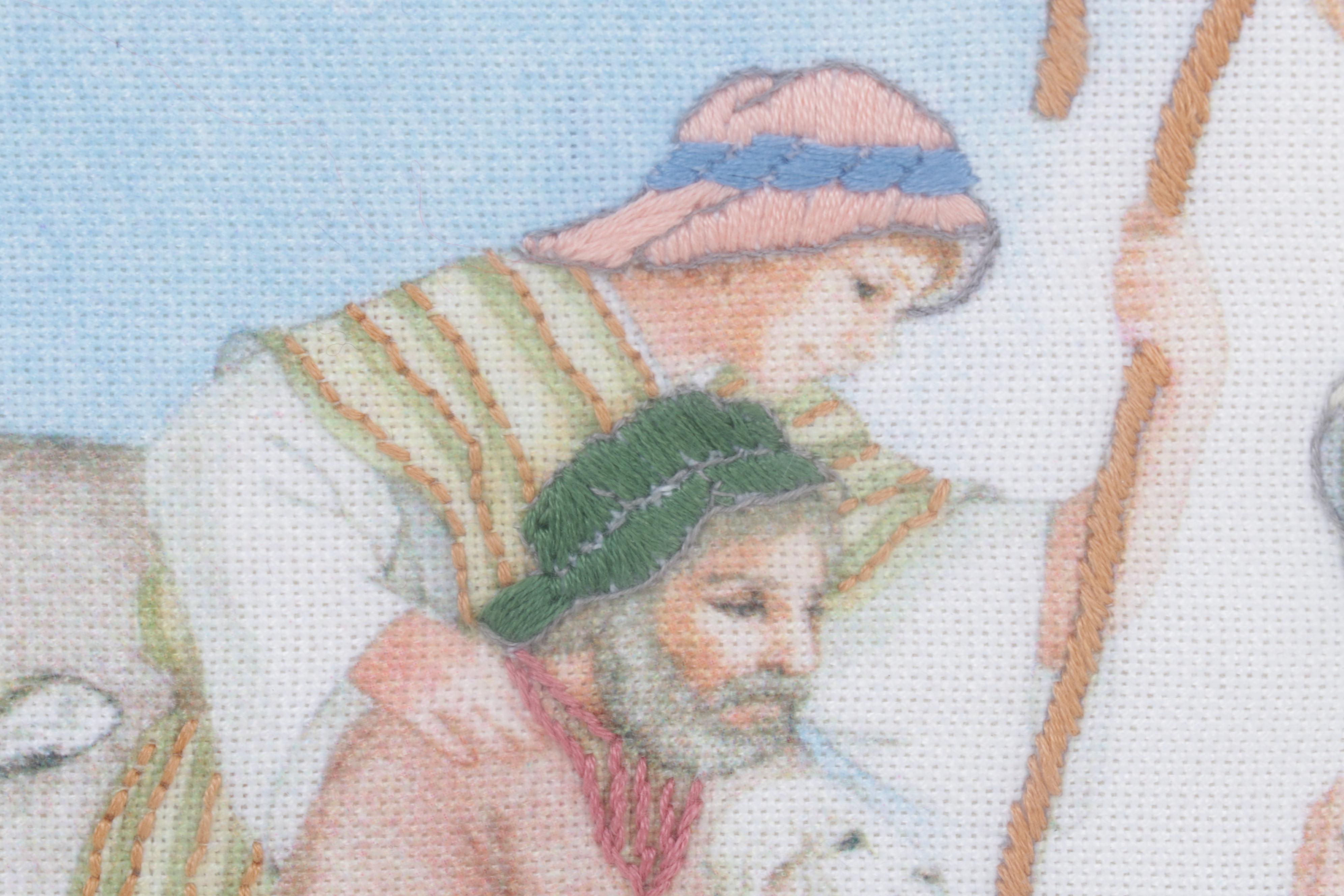 Nativity Scene Printed and Hand-Embroidered Textile Panel