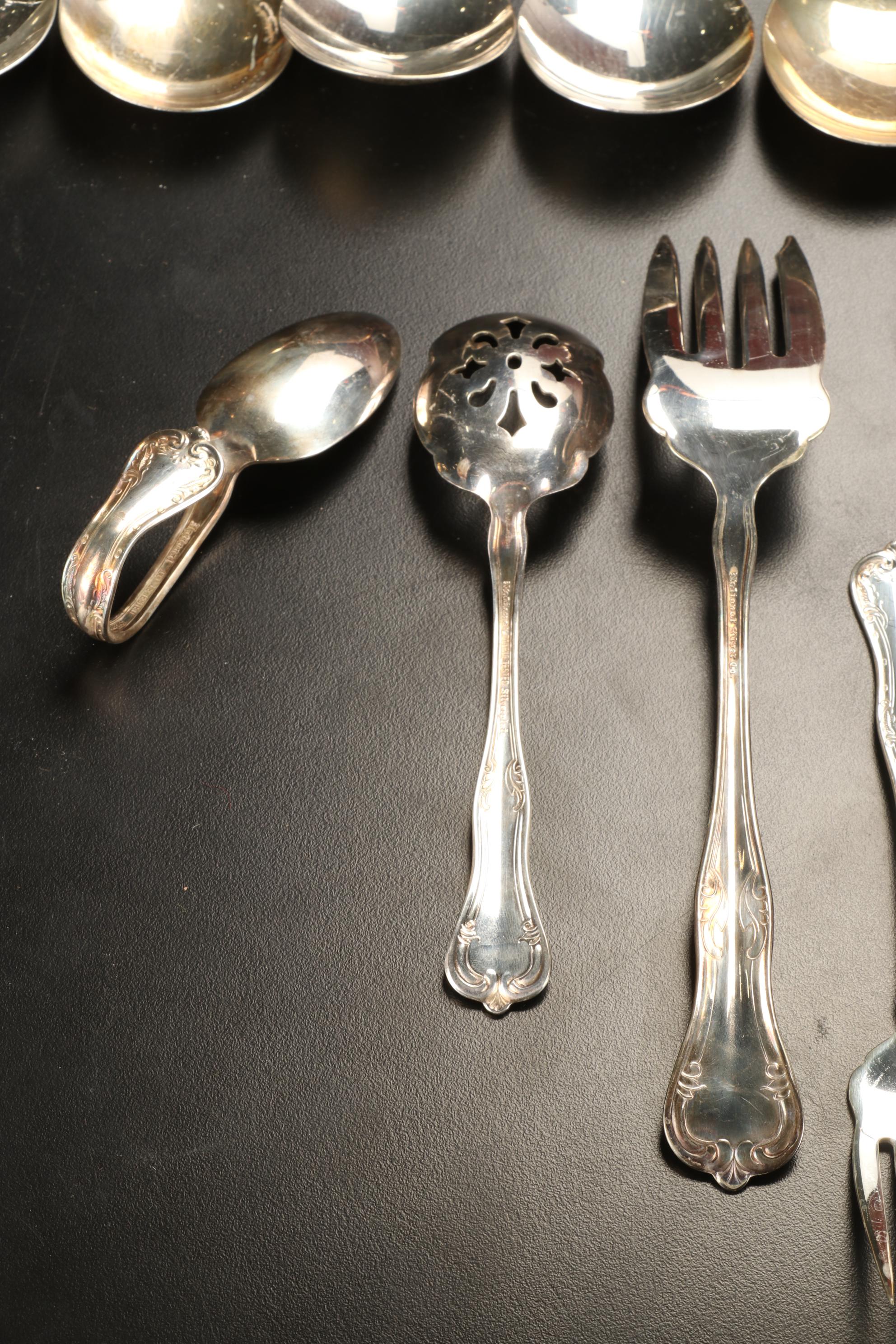 National Silver Co. Silver Plate "Queen Elizabeth" Flatware with Wooden Case