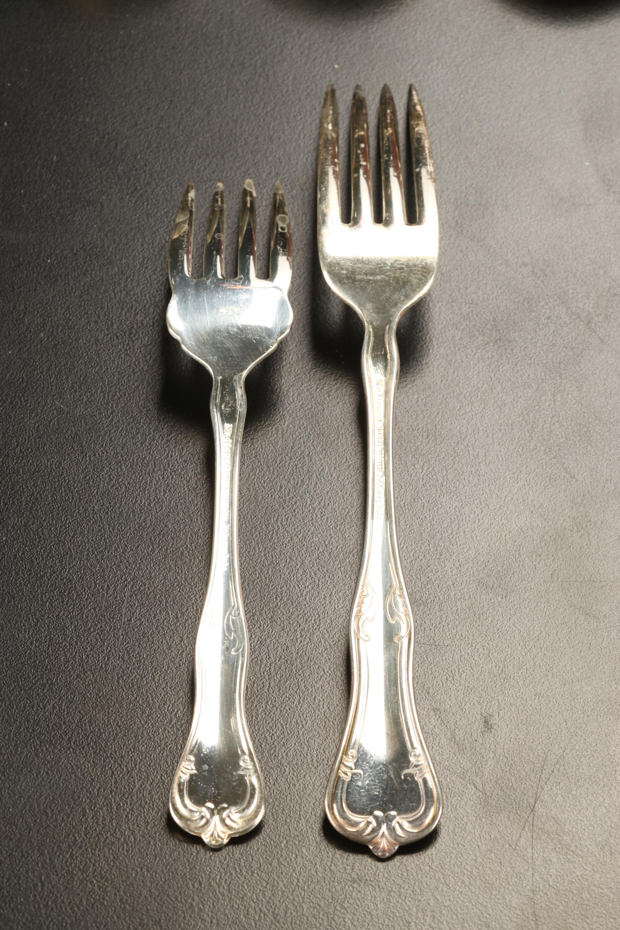 National Silver Co. Silver Plate "Queen Elizabeth" Flatware with Wooden Case