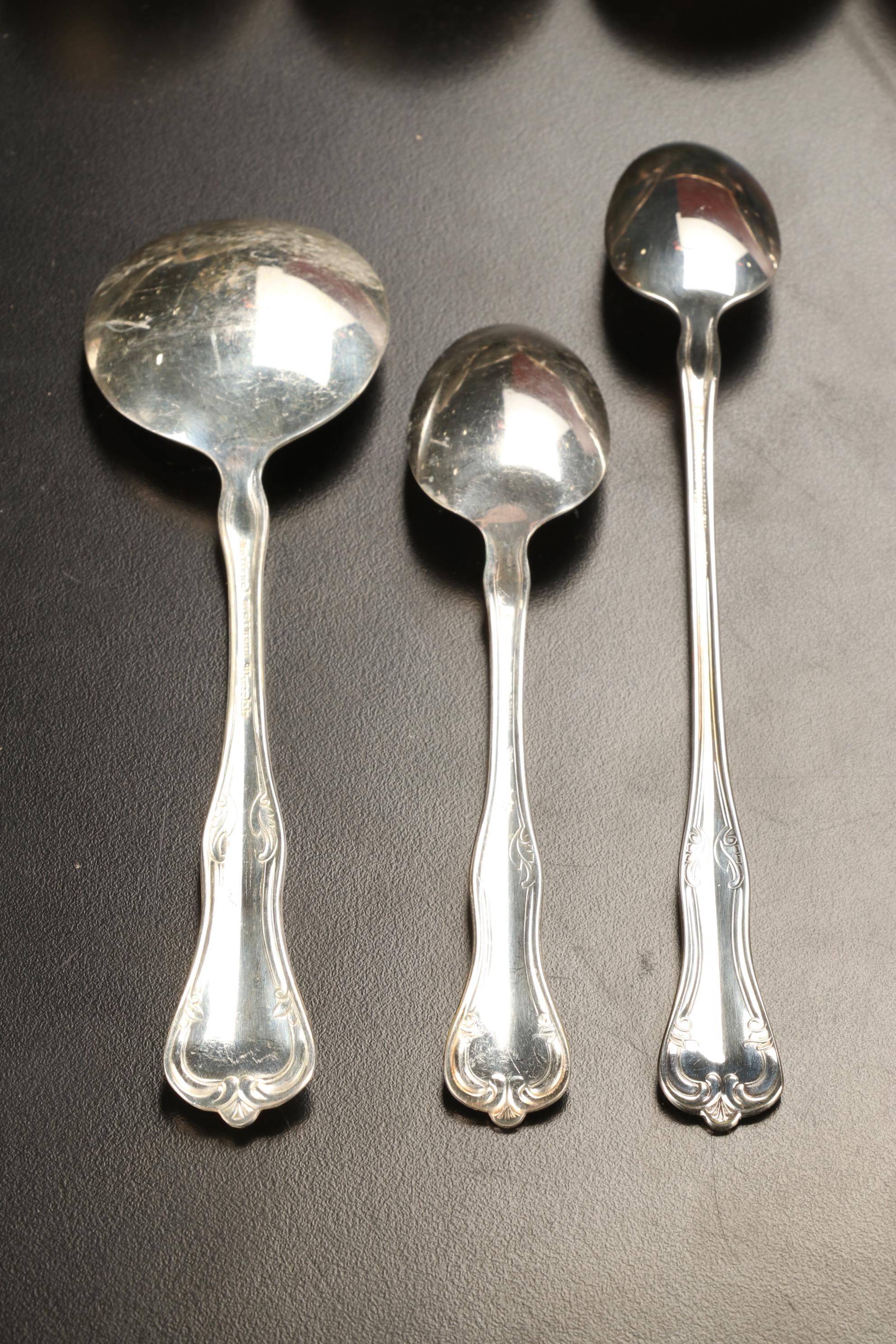 National Silver Co. Silver Plate "Queen Elizabeth" Flatware with Wooden Case