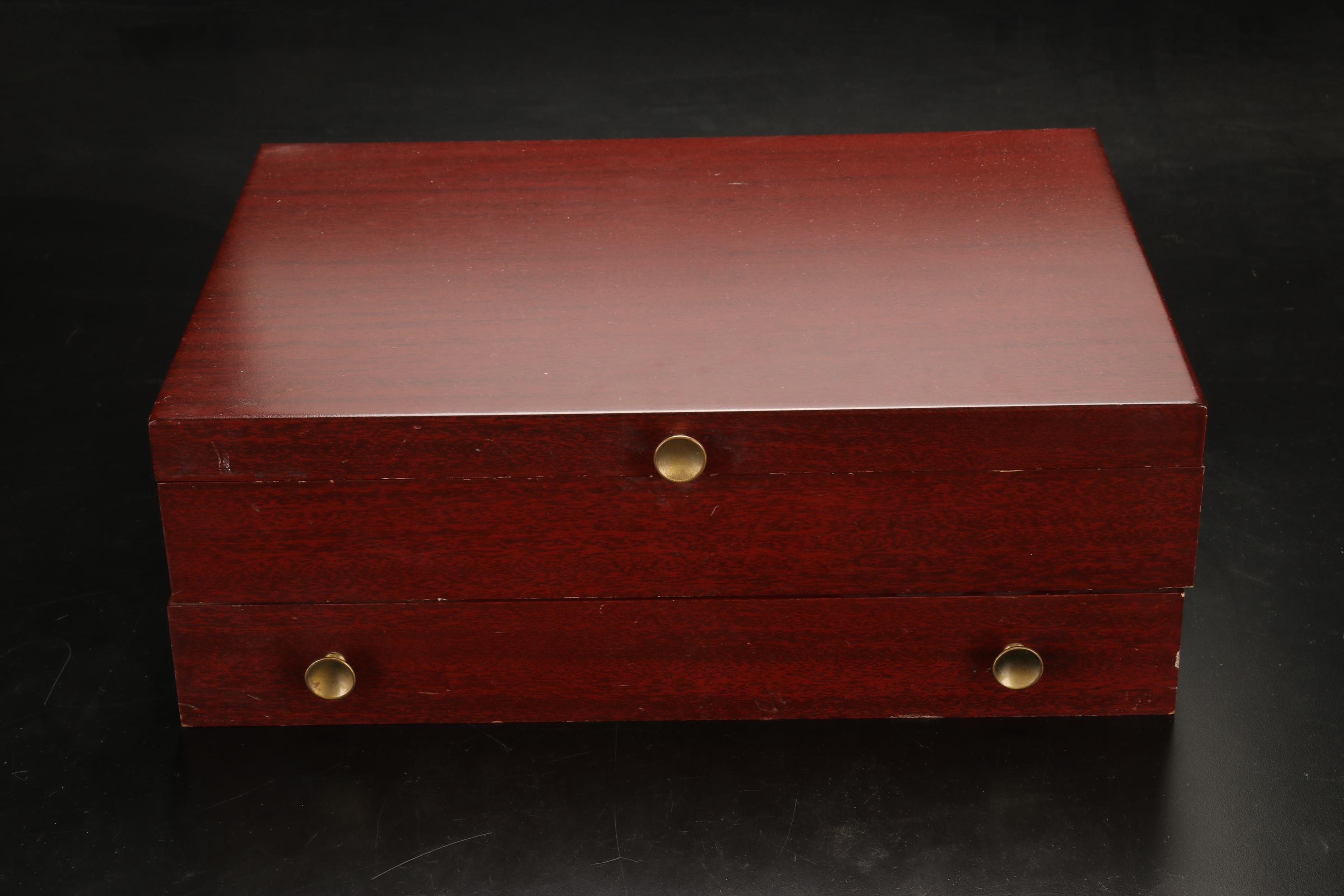 National Silver Co. Silver Plate "Queen Elizabeth" Flatware with Wooden Case