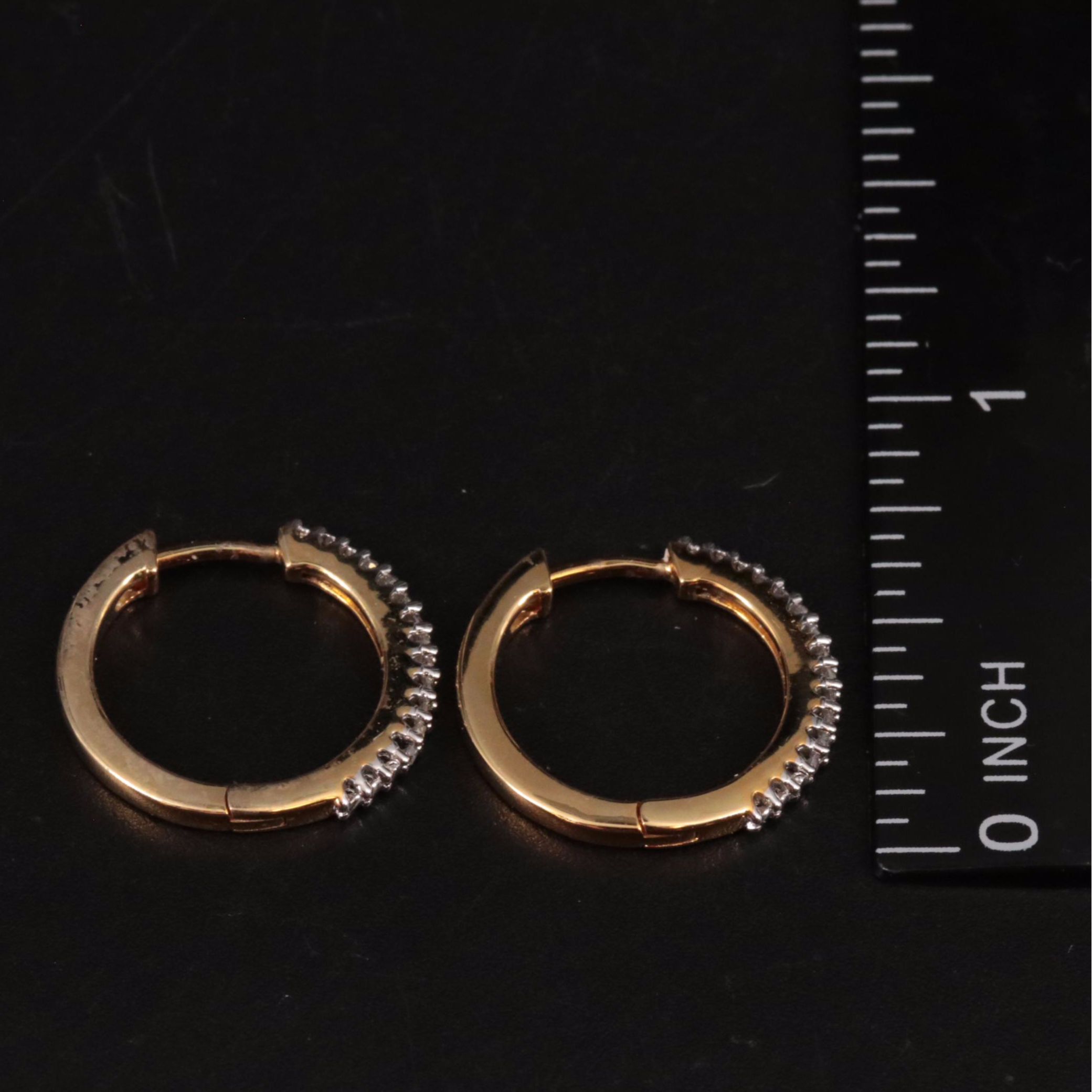 Sterling Diamond Hinged Hoop Earrings