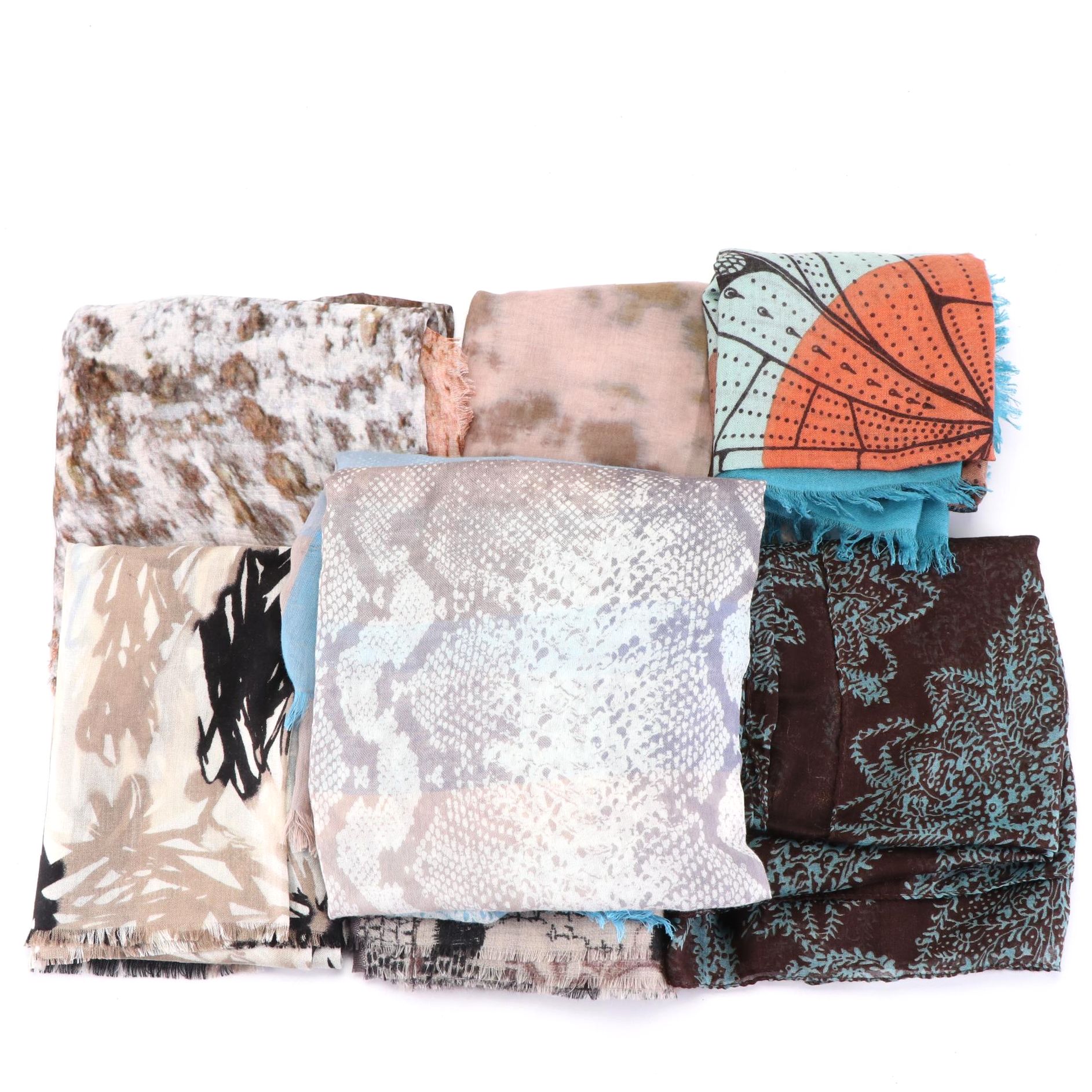 Tilo and Other Hand-Dyed and Graphic Print Scarf Wraps