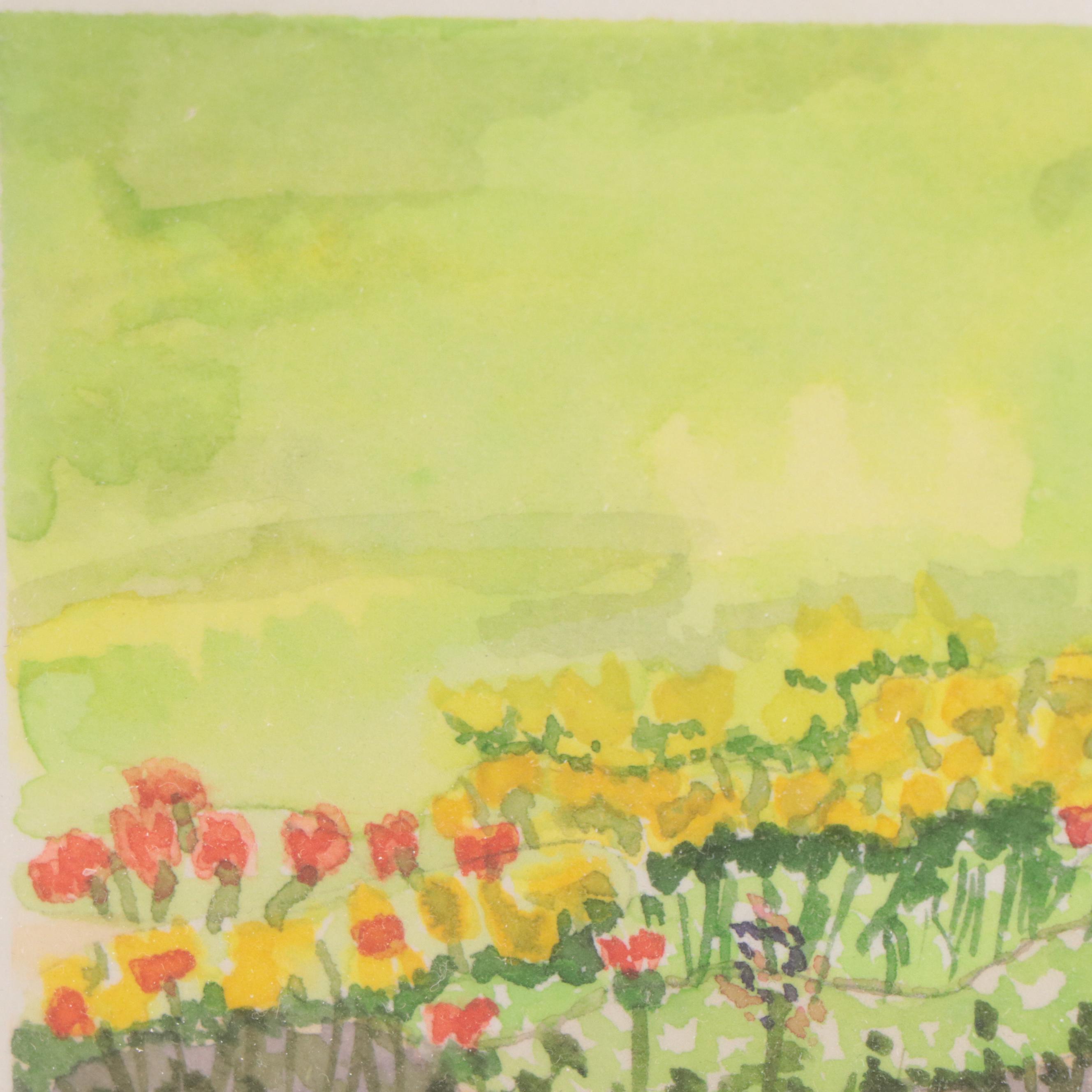 Dale Carson Watercolor Painting of Garden Chair