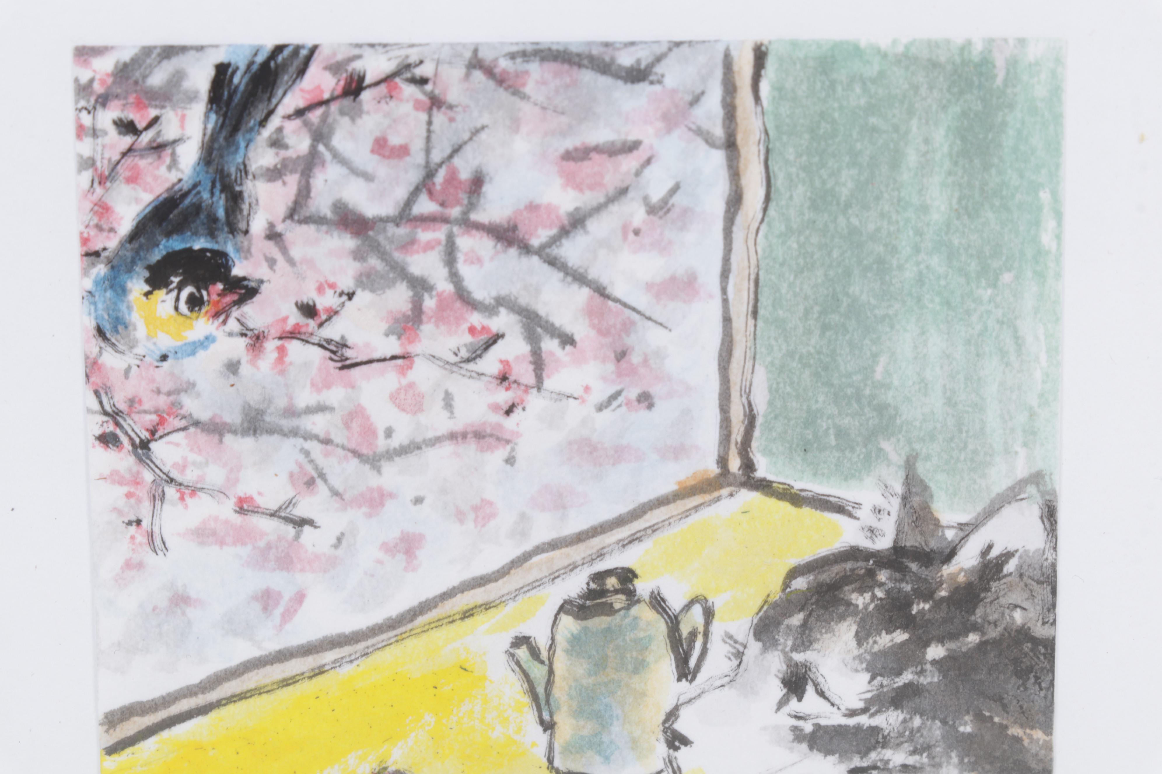 Folk Art Watercolor and Ink Wash Paintings of Cats, 21st Century