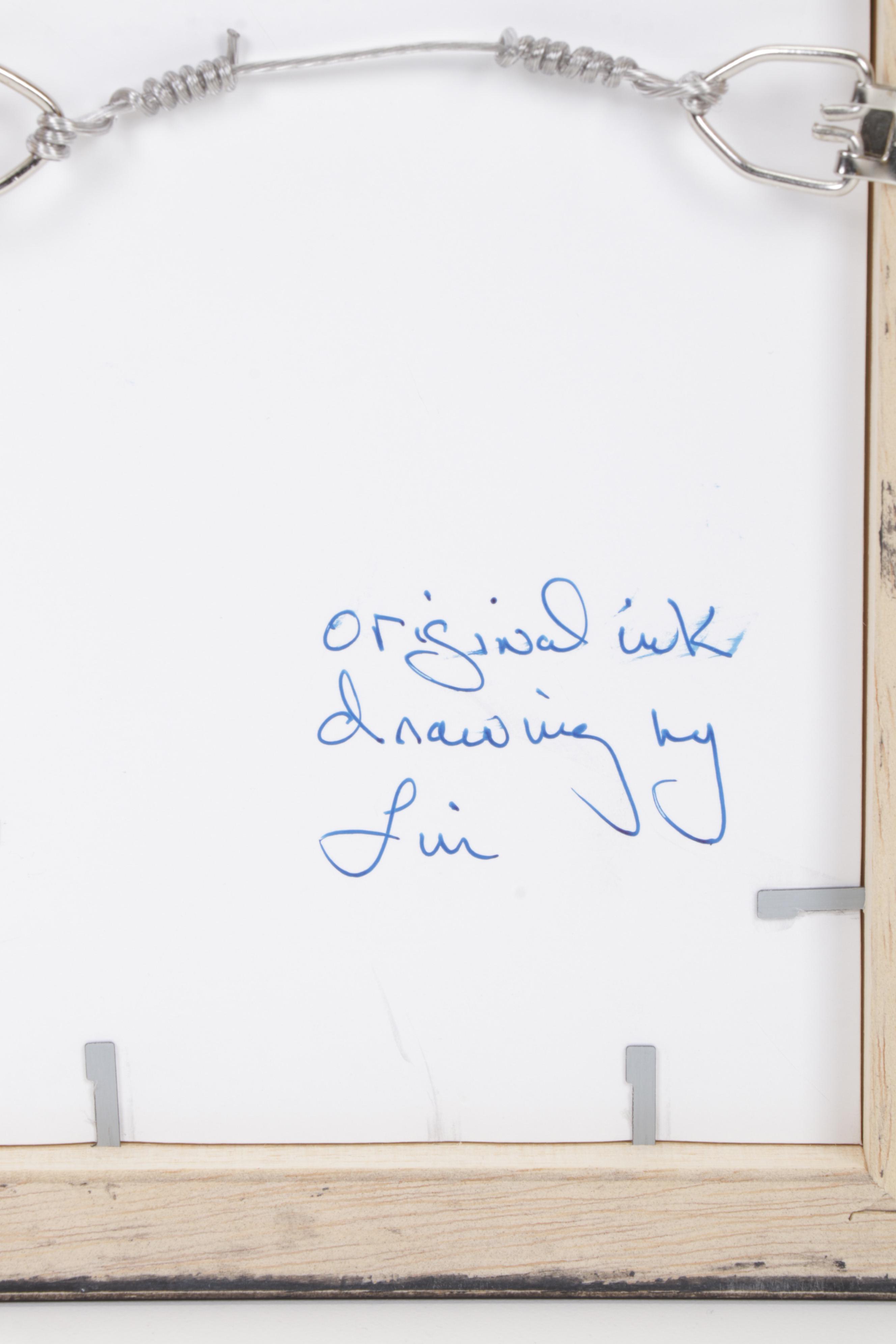 Folk Art Watercolor and Ink Wash Paintings of Cats, 21st Century