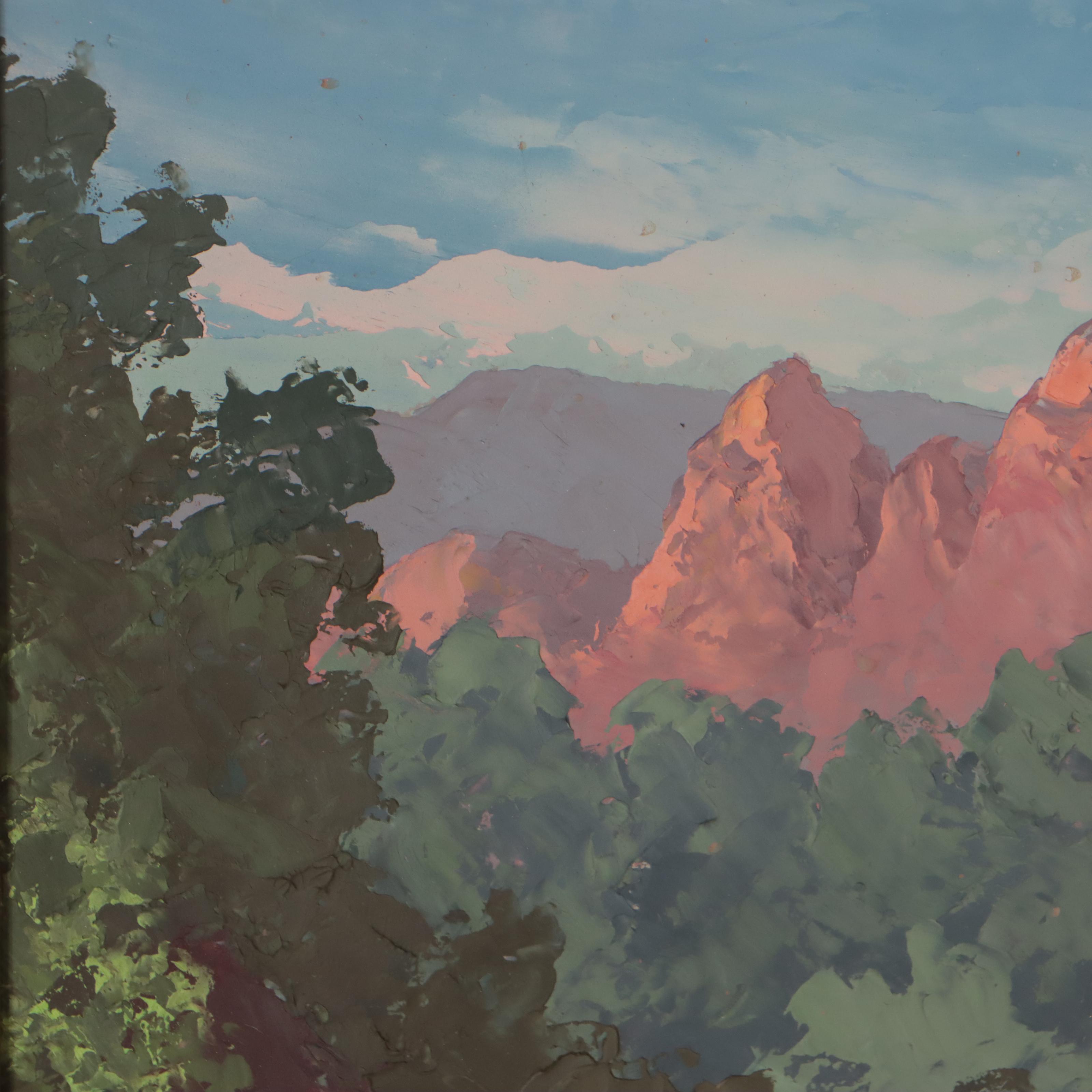 Martha Eleanor Nicholson Hurst Mountain River Landscape Oil Painting