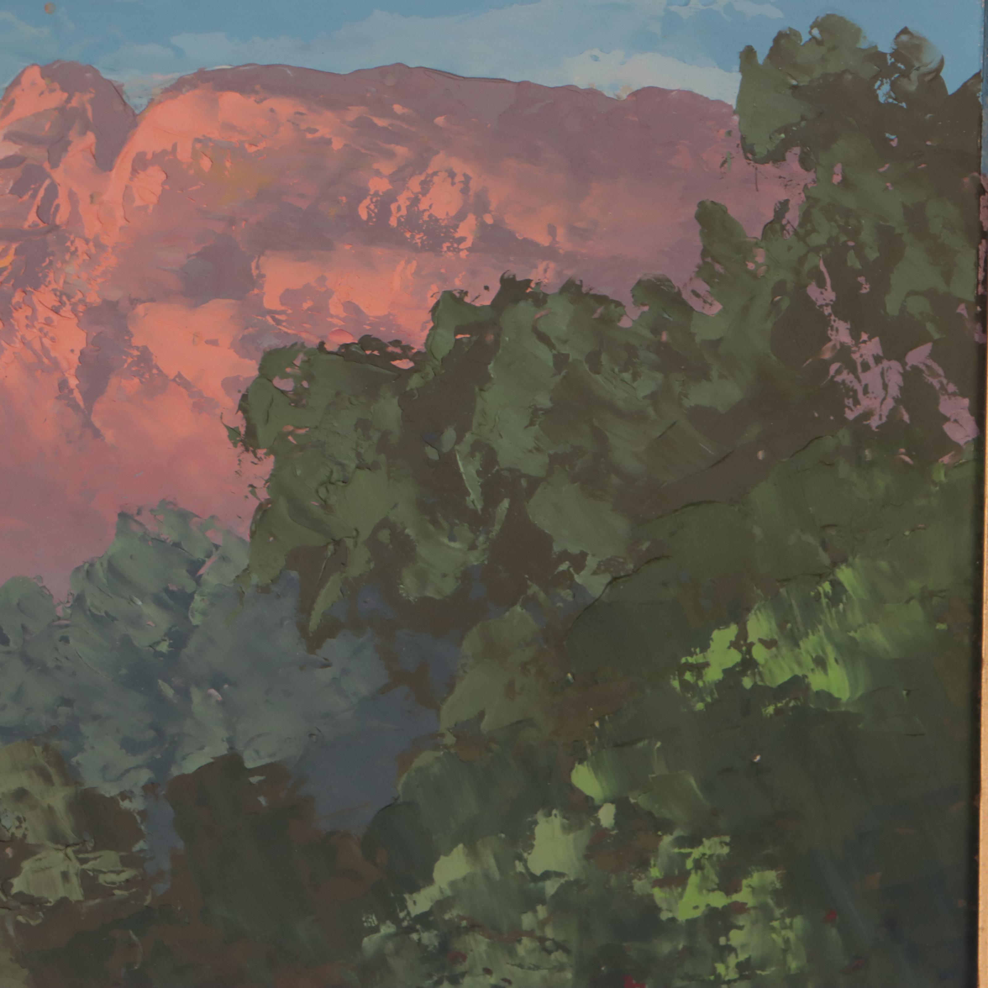 Martha Eleanor Nicholson Hurst Mountain River Landscape Oil Painting