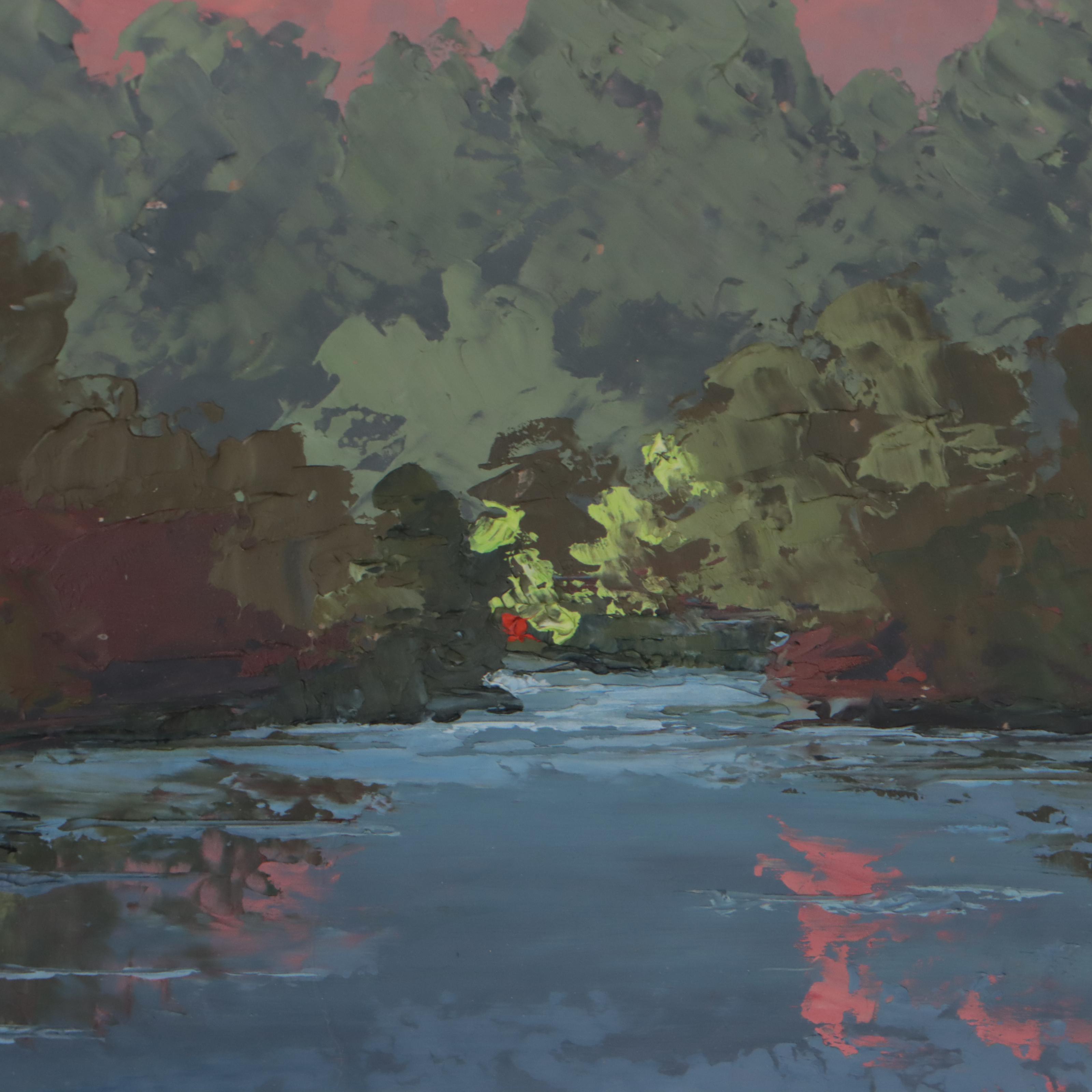 Martha Eleanor Nicholson Hurst Mountain River Landscape Oil Painting