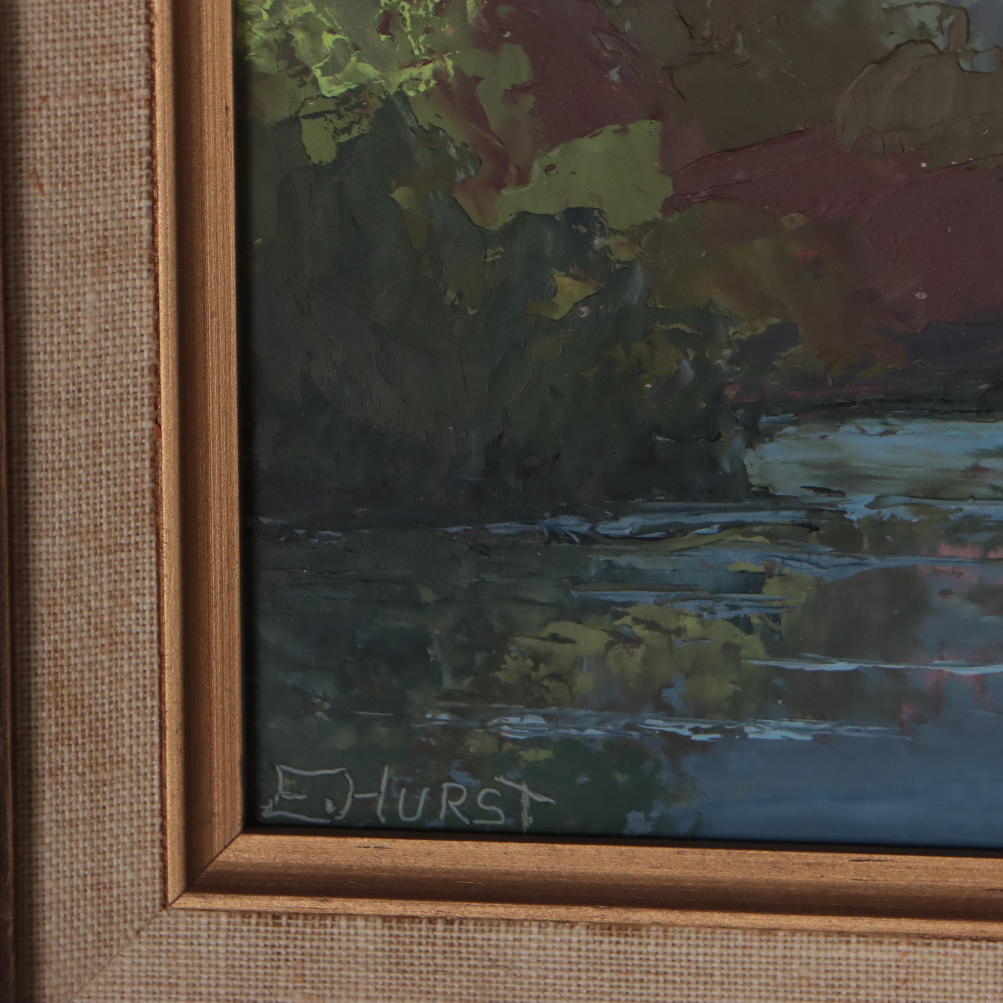 Martha Eleanor Nicholson Hurst Mountain River Landscape Oil Painting