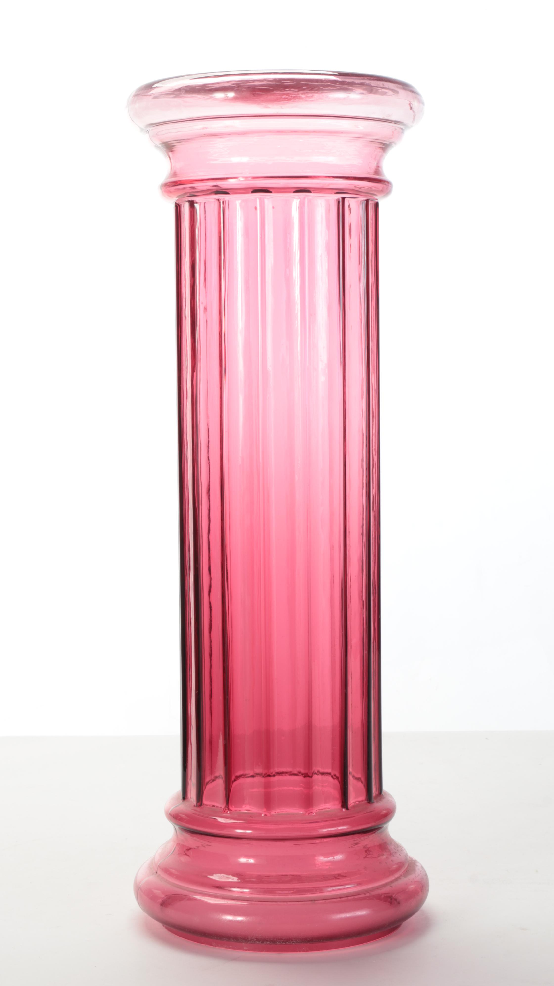 Cranberry Glass Vase and Pedestal