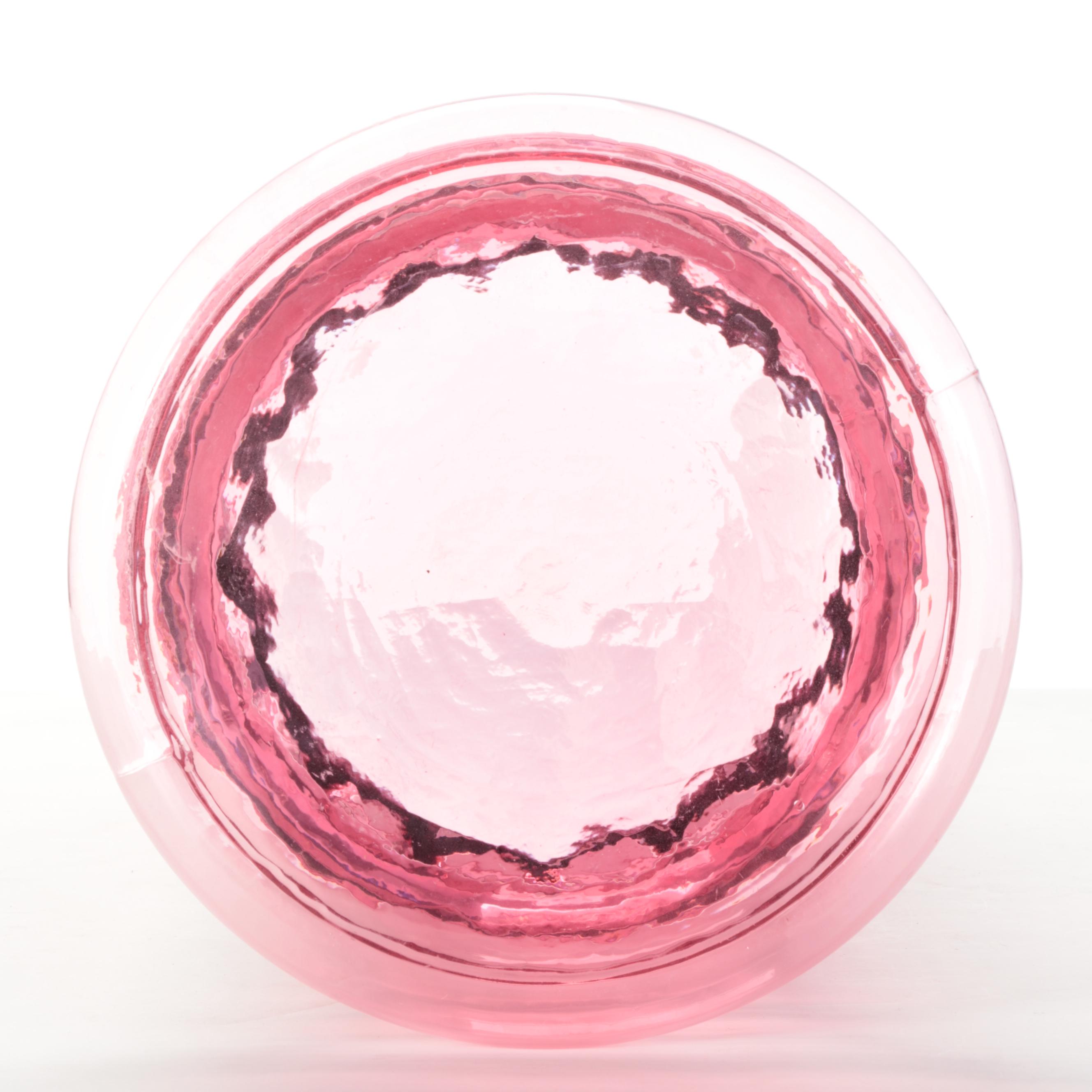 Cranberry Glass Vase and Pedestal