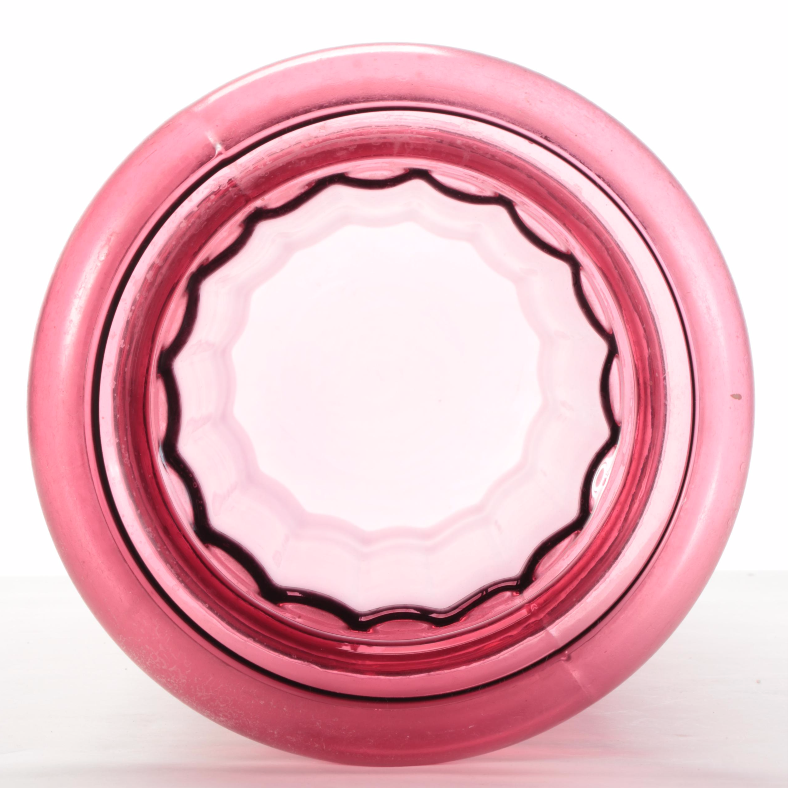 Cranberry Glass Vase and Pedestal