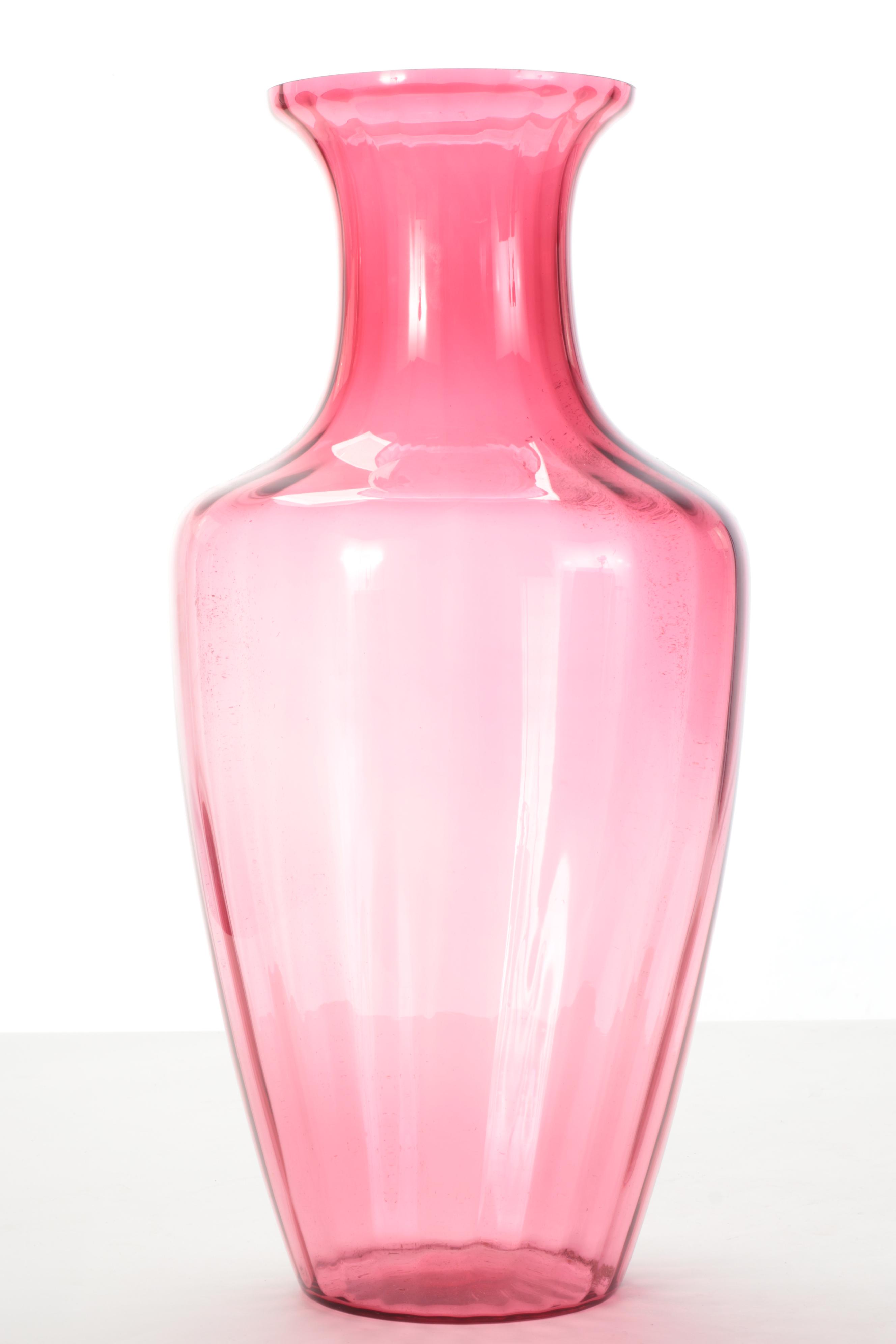 Cranberry Glass Vase and Pedestal