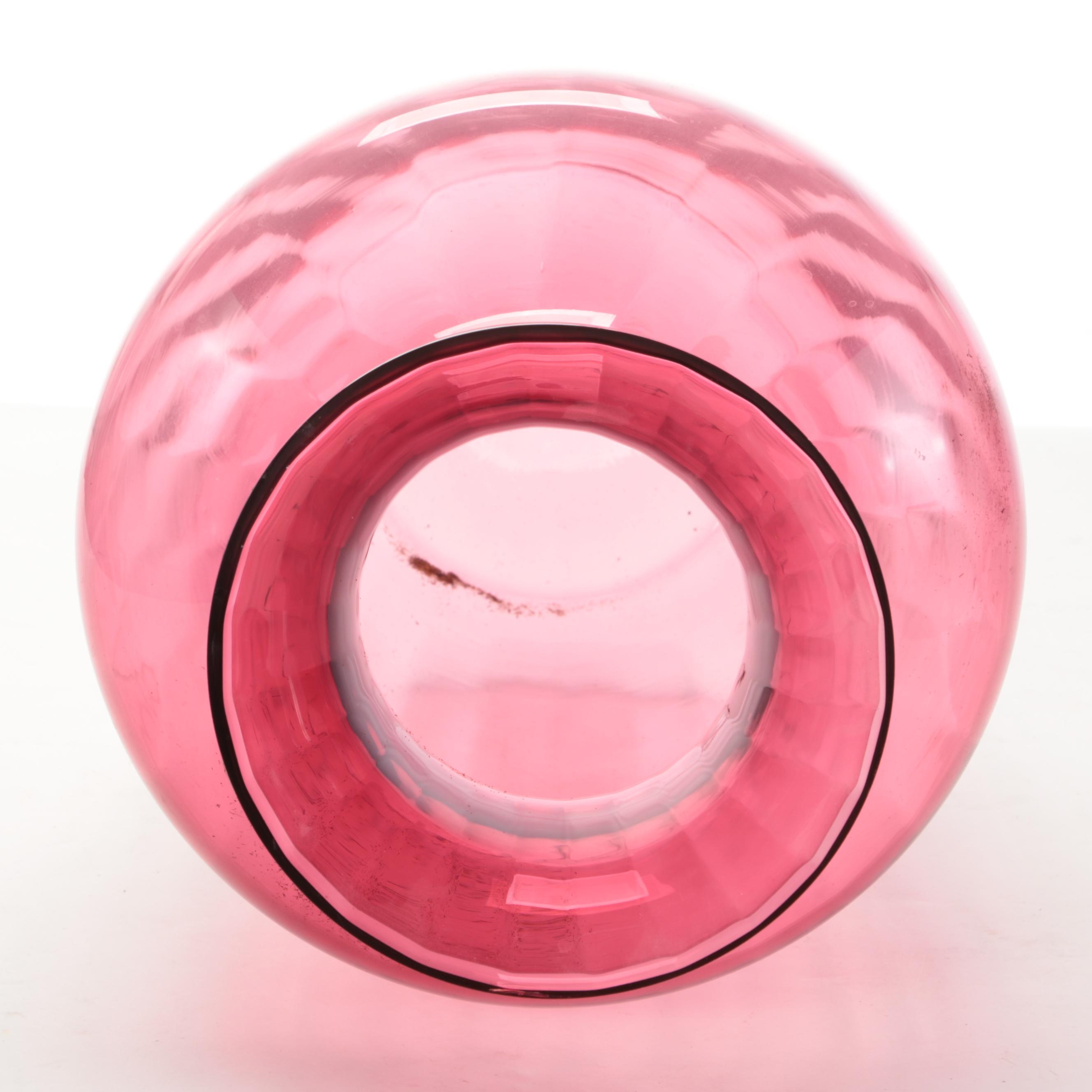 Cranberry Glass Vase and Pedestal