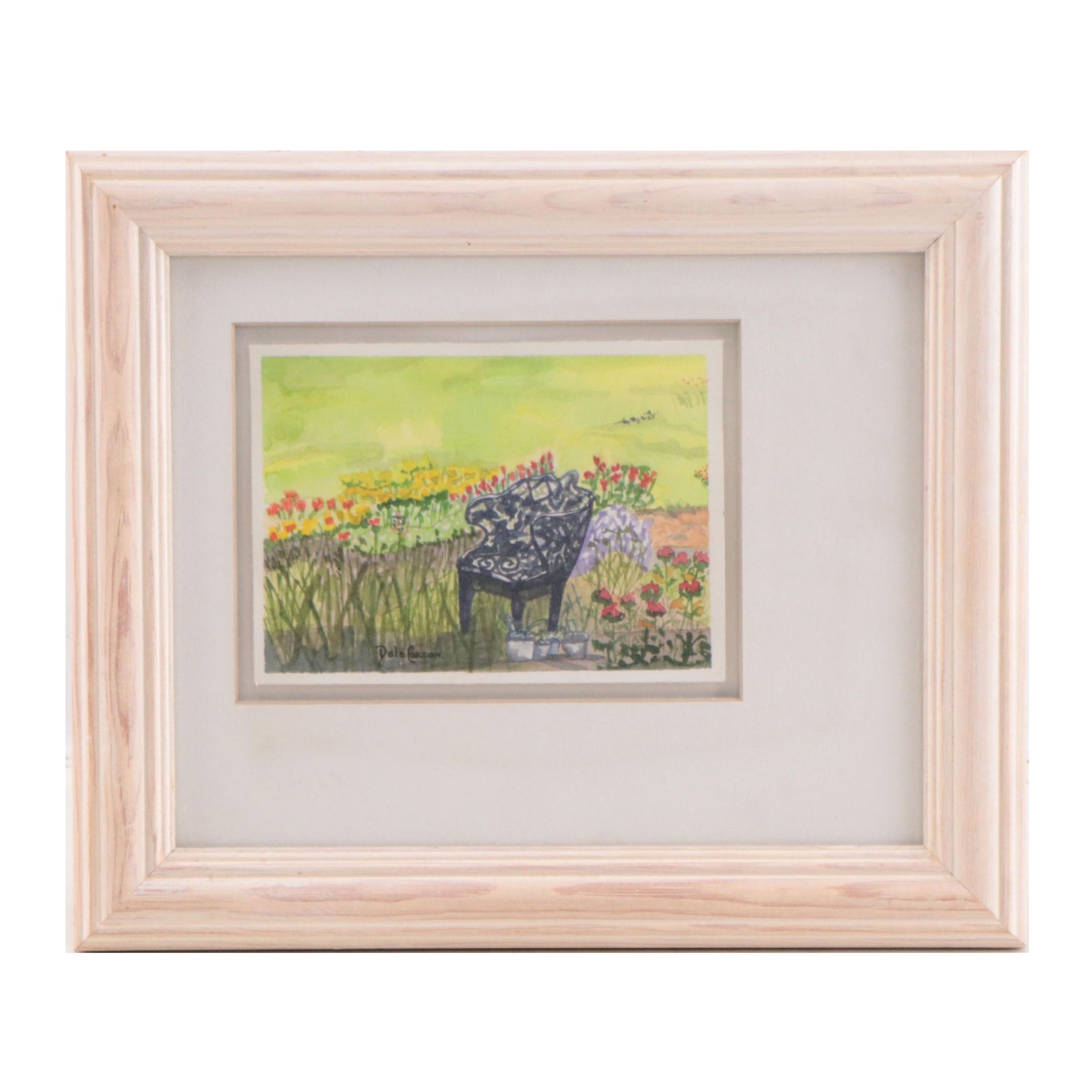 Dale Carson Watercolor Painting of Garden Chair
